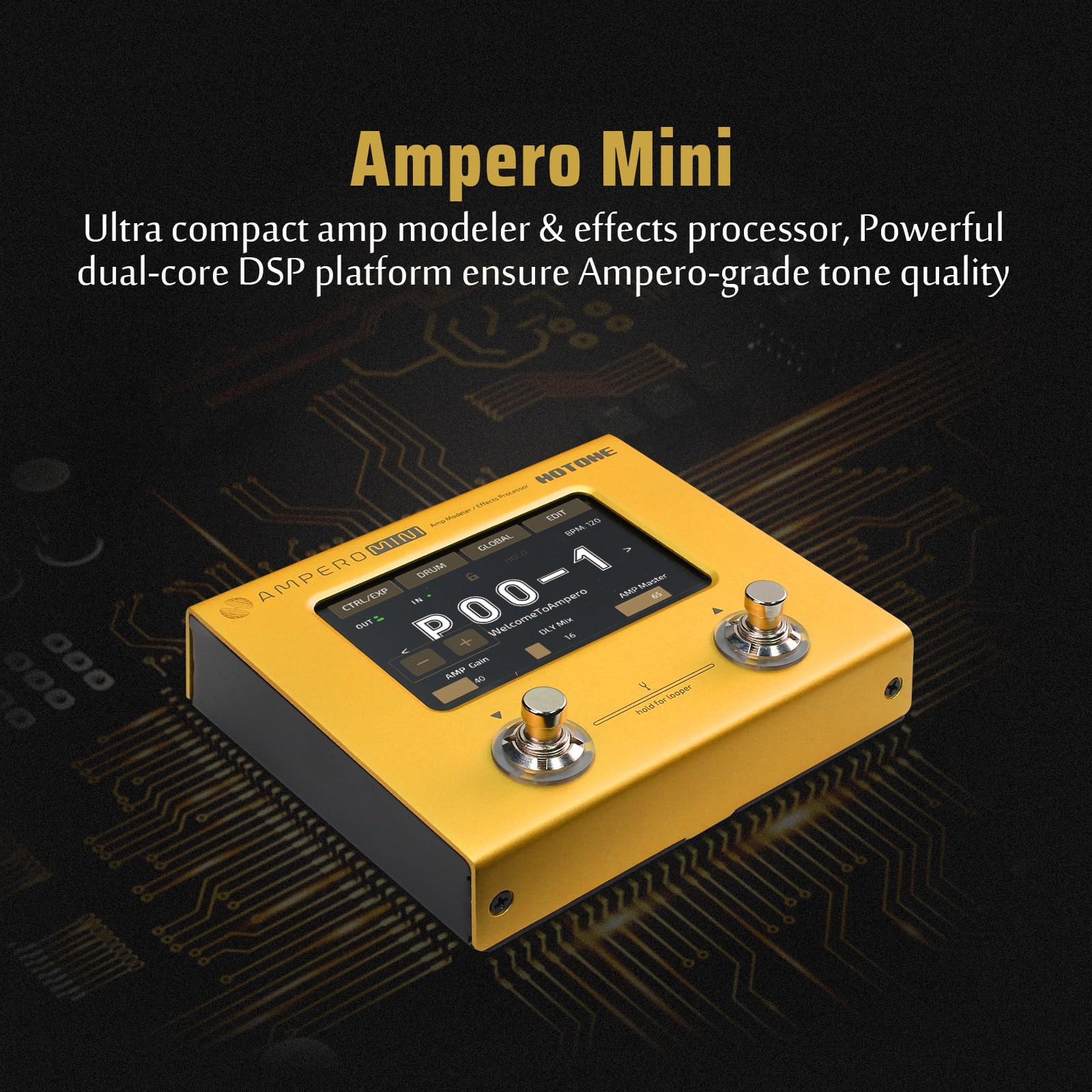 Hotone Ampero Mini Mp 50 Guitar Bass Amp Modeling Ir Cabinets Simulation Multi Language Multi Effects With Expression Pedal Ster