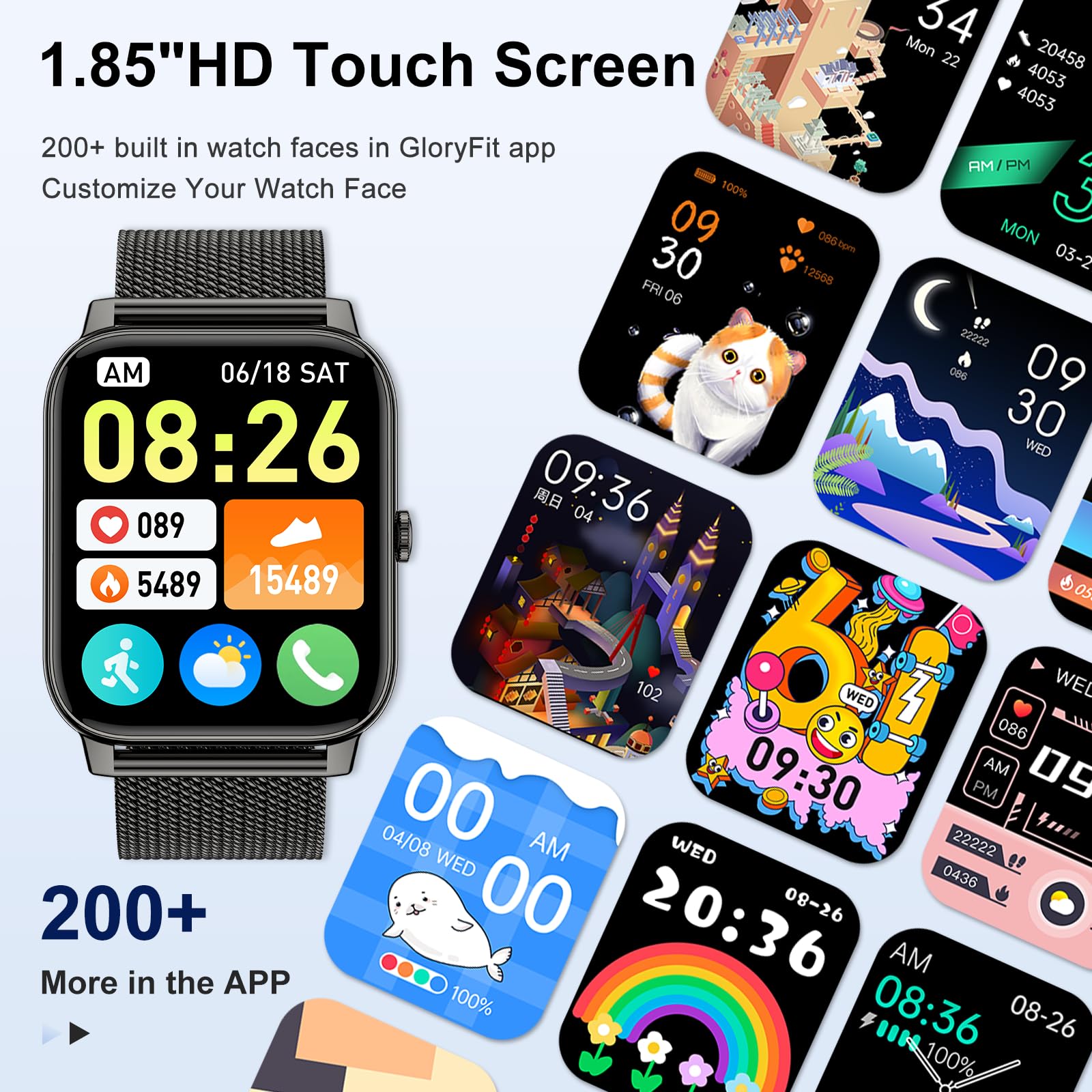 Smart Watch For Women Men Fitness: (Make/Answer Call) Bluetooth Smartwatch For Android Phones Iphone Waterproof Outdoor Sport Di