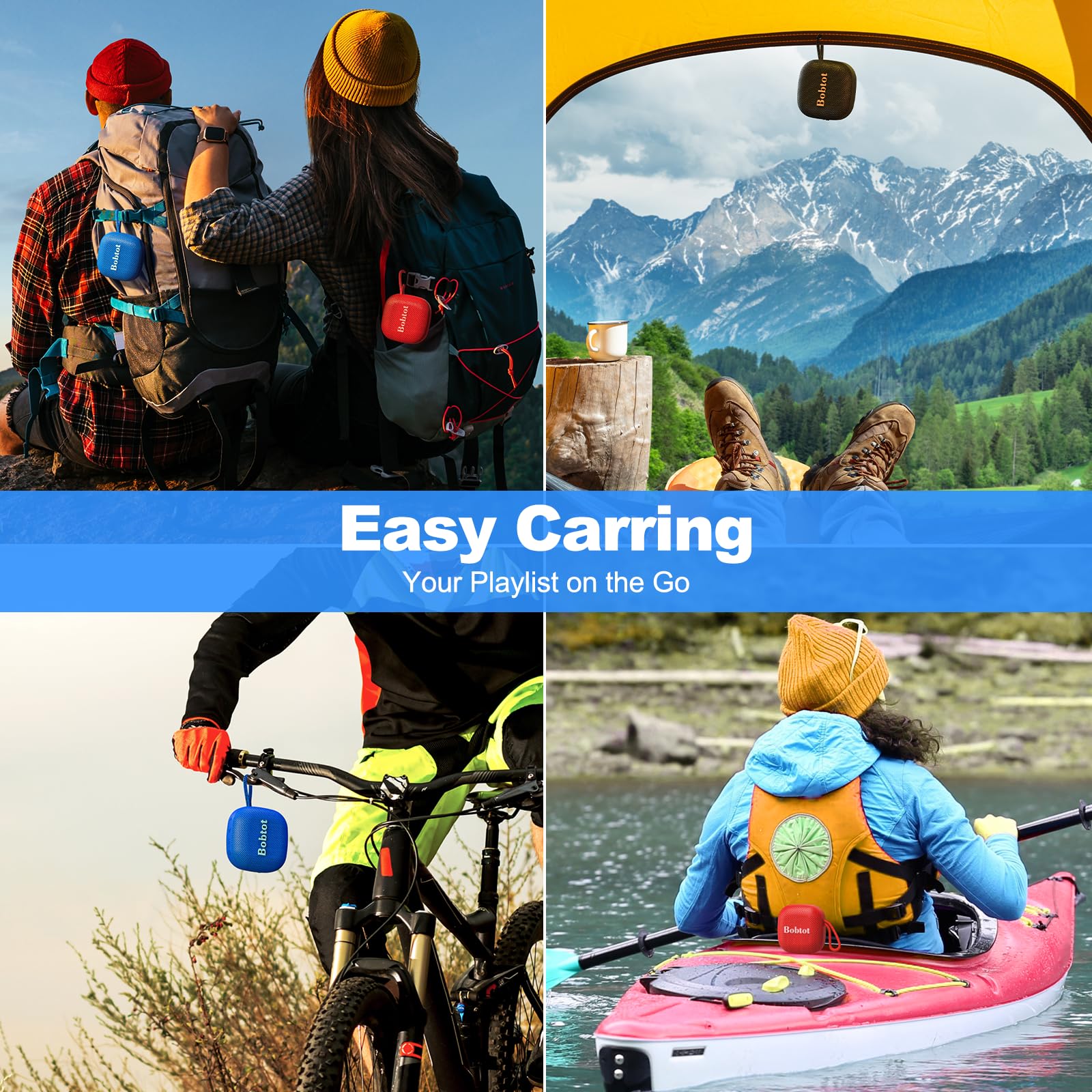 Bobtot Bluetooth Speaker Portable Wireless Speakers   16 Hours Playtime Waterproof Speaker, Loud Stereo Sound, Mini Speaker With