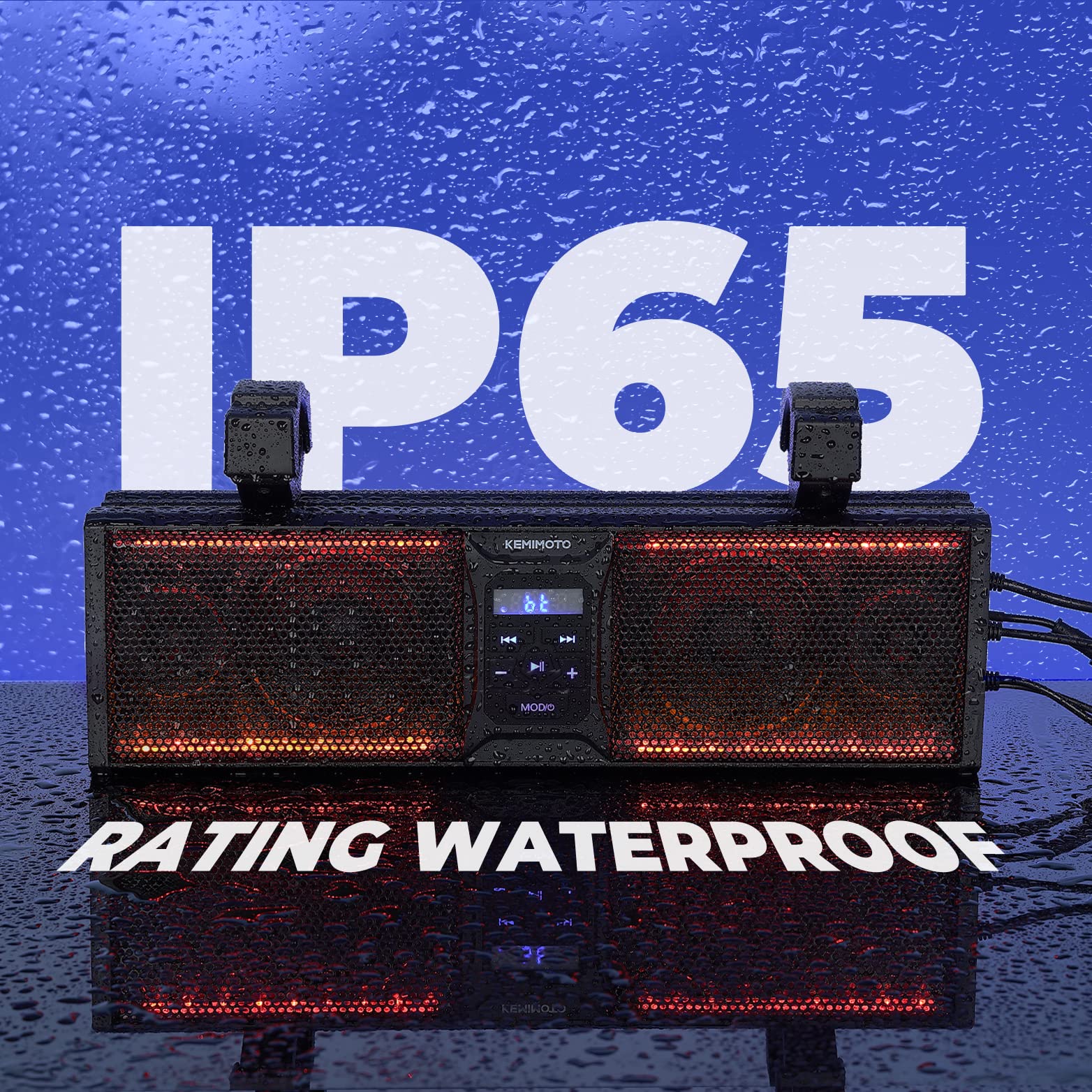 Kemimoto Utv Sound Bar 16 Inch Atv Soundbar Utv Sound System Sxs Speakers Waterproof Bluetooth Connectivity With Multicolor Led