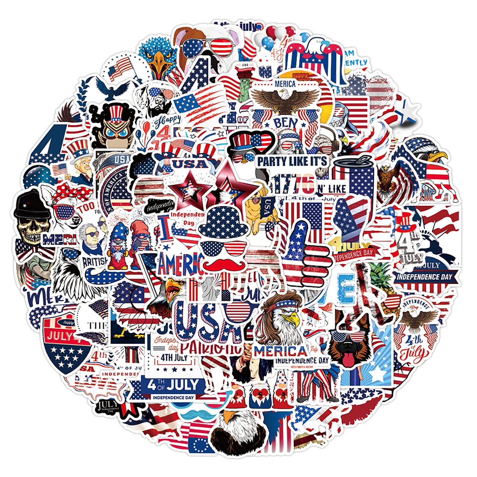 100Pcs American Stickers Independence Day Aesthetic Vinyl Stickers Stickers For Laptop Water Bottle Hydro Flask Bicycle Computer