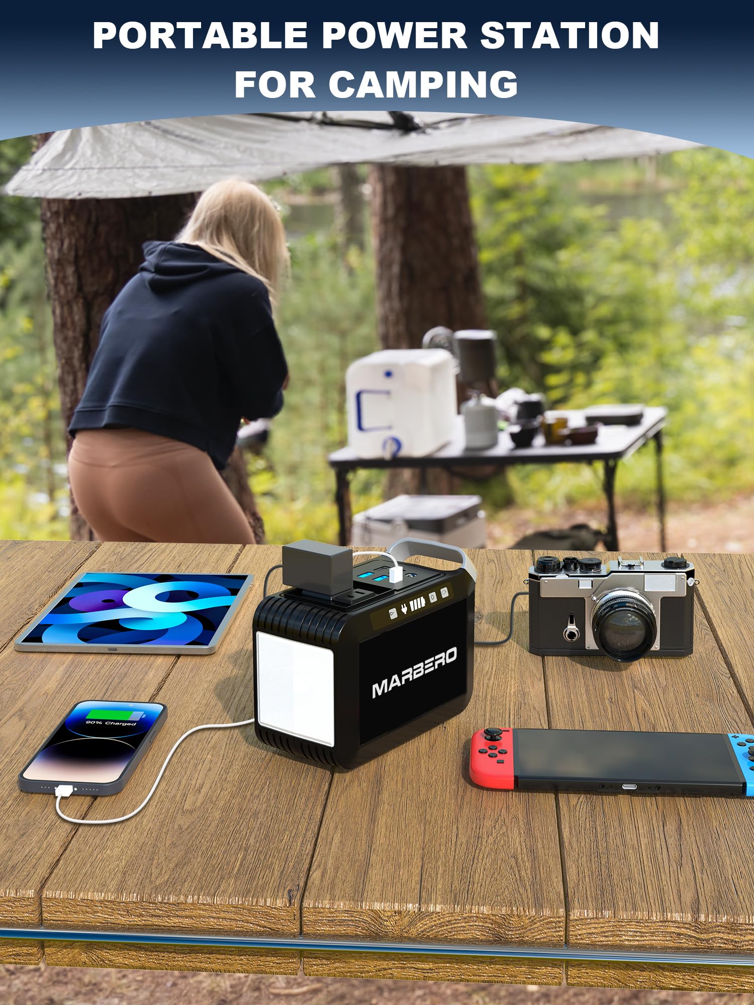 Marbero Portable Power Bank With Ac Outlet, Peak 120W/110V Portable Laptop Battery Bank, 24000Mah Charger Power Supply With Ac O