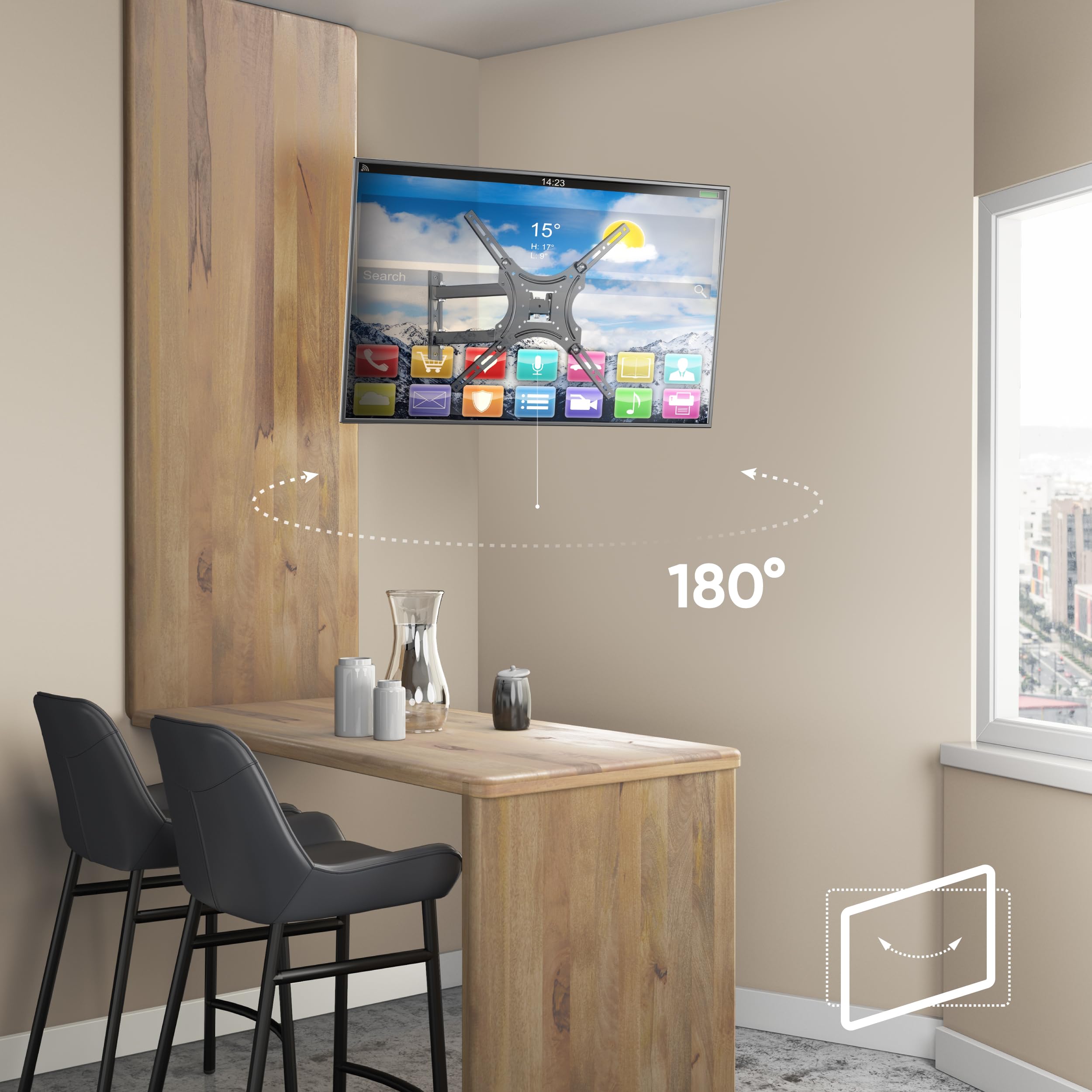 Articulating Tv Wall Mount For 26 55 Inch Screen Up To 88 Lbs   Extending Tv Mount Swivel And Tilt Full Motion Max Vesa 400X400