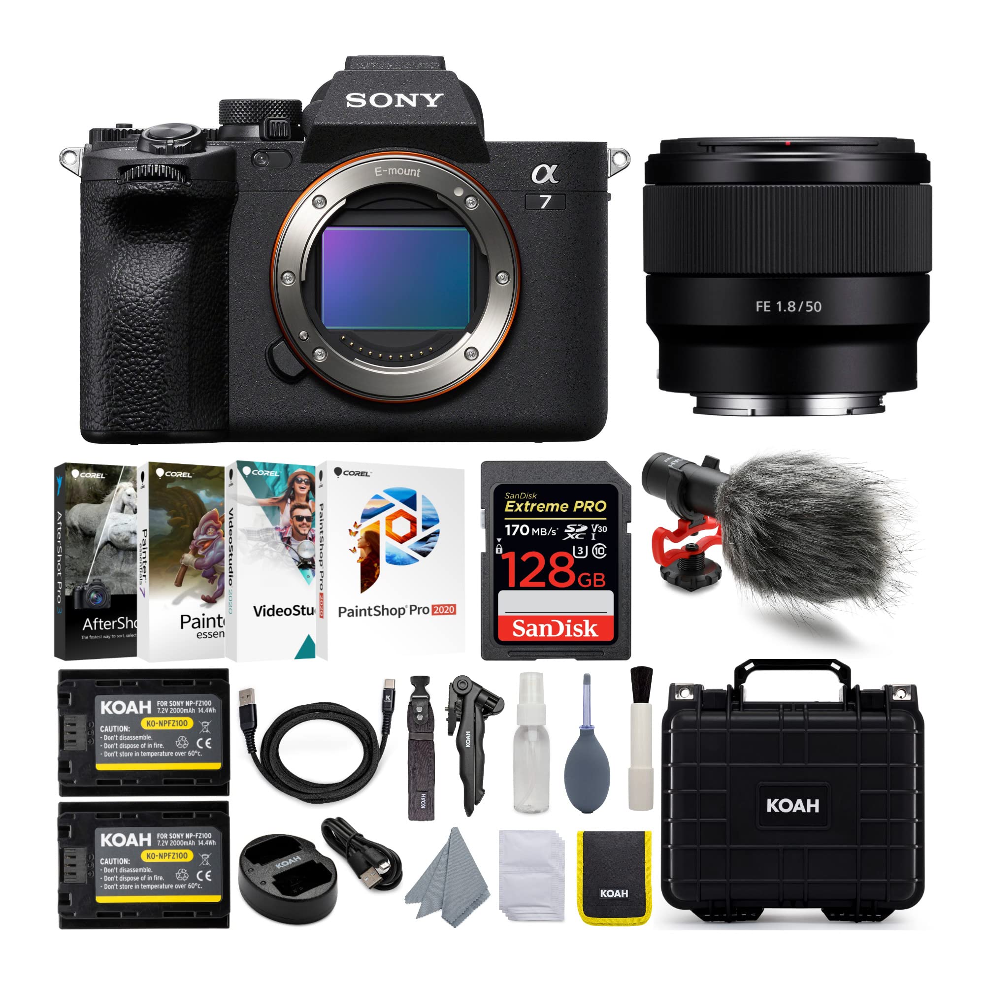 Sony Alpha 7 Full-Frame Interchangeable Lens Camera (Body Only) Bundle with Lens, Memory Card, Battery (2-Pack) and Dual Charger