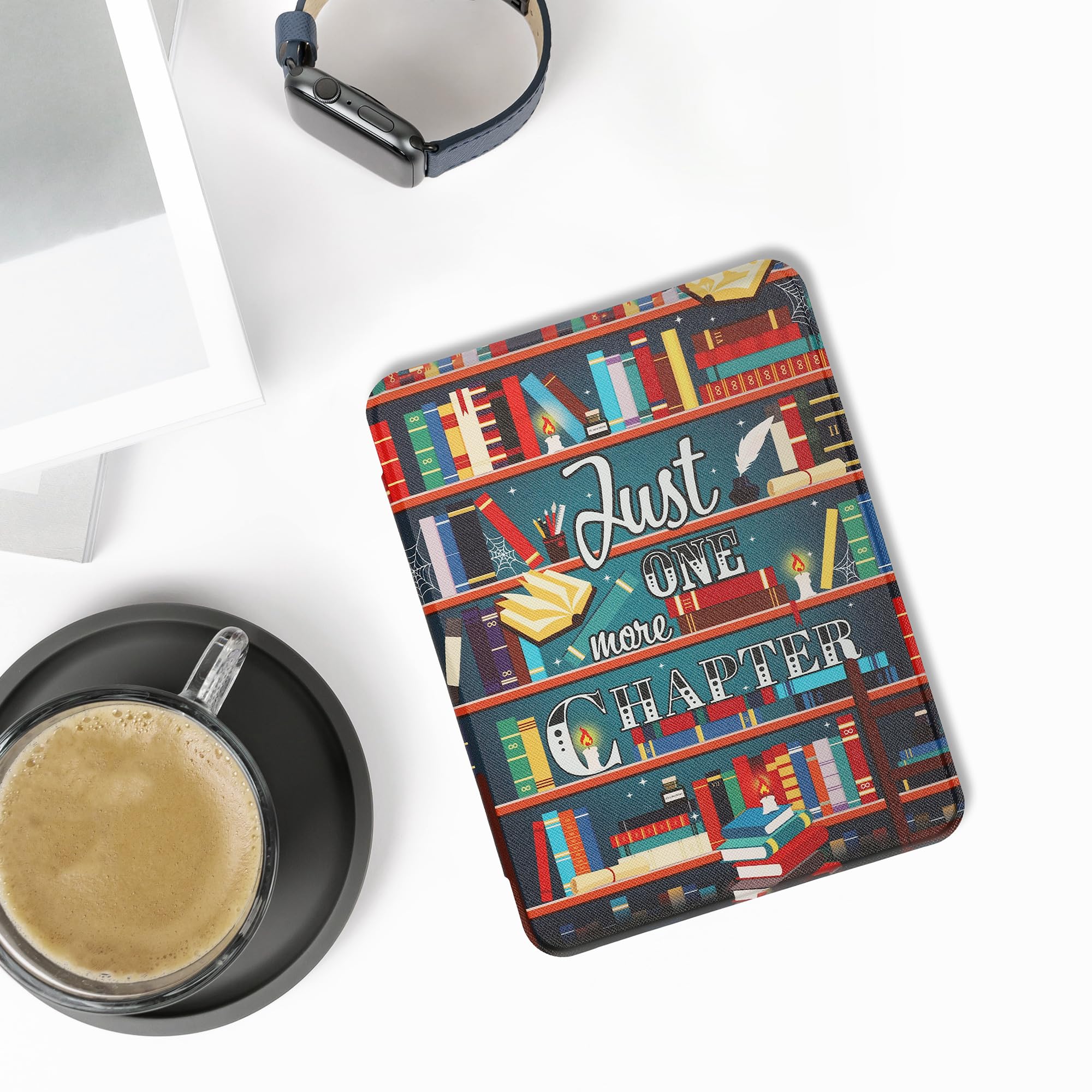 Kwmobile Case Compatible With Barnes & Noble Nook Glowlight 4 Plus Case   Ereader Cover   Library Motto Multicolor