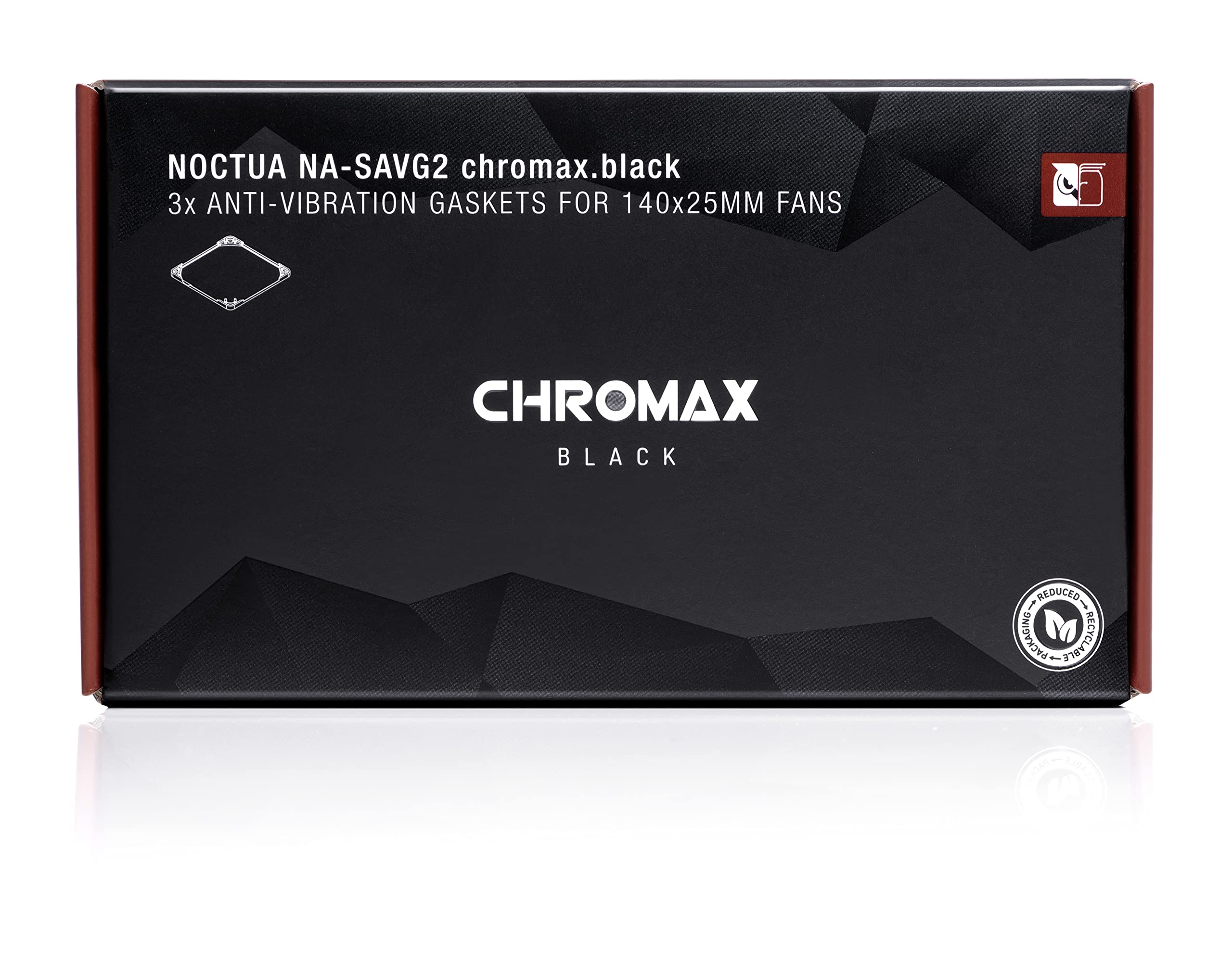 Noctua Na Savg2 Chromax.Black, Anti Vibration Gaskets For 140X25Mm Fans (Set Of 3, Black)