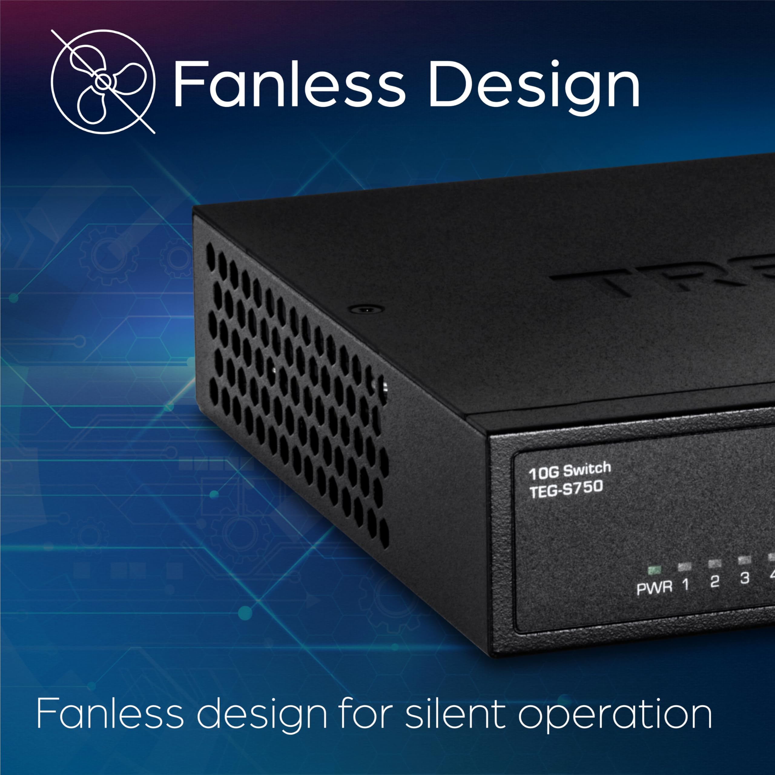 Trendnet 5 Port 10G Switch, 5 X 10G Rj 45 Ports, 100Gbps Switching Capacity, Supports 25G And 5G Base T Connections, Lifetime Pr