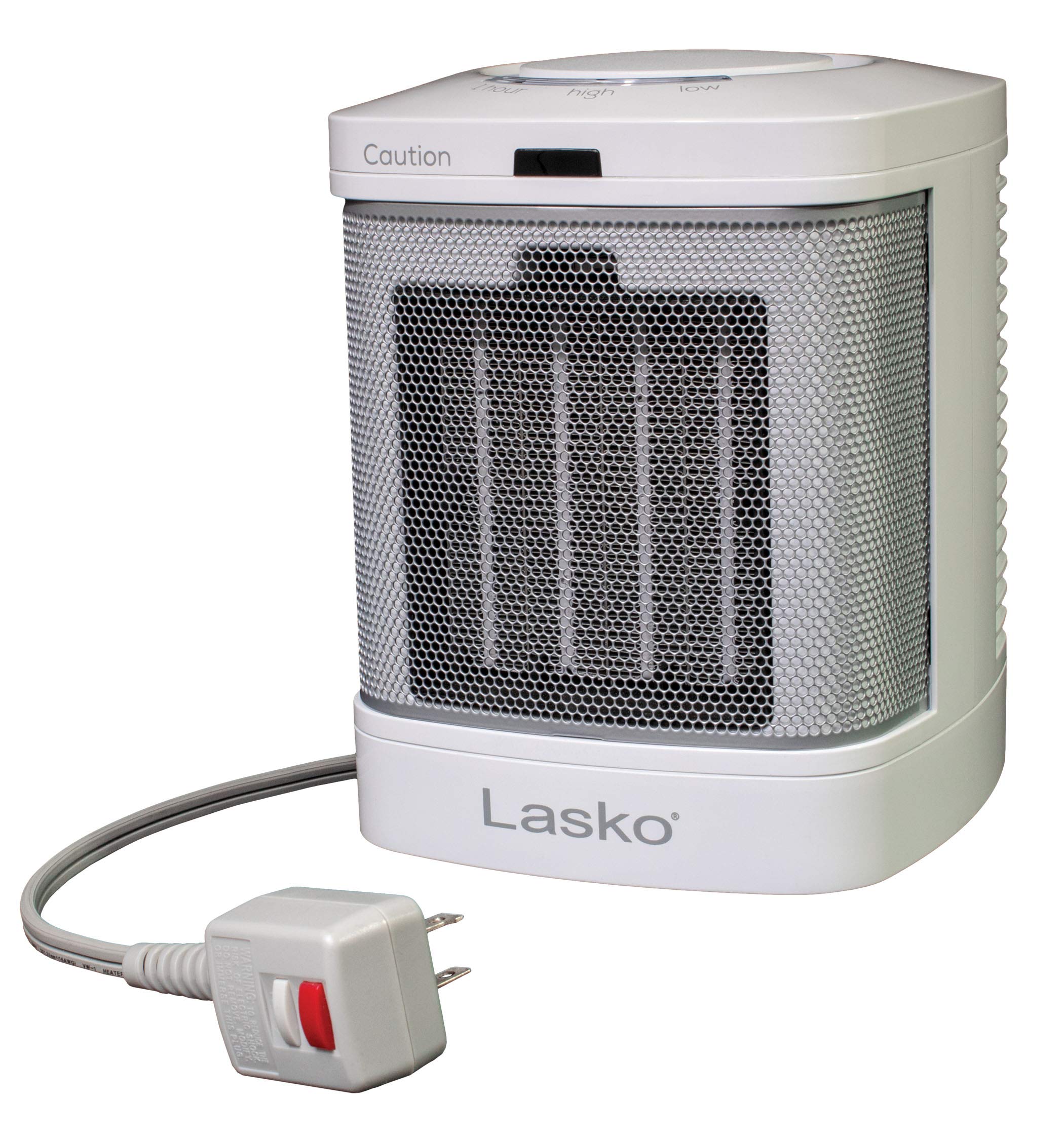 Lasko Cd08200 Small Portable Ceramic Space Heater For Bathroom And Indoor Home Use, White, 6.25 X 6.25 X 7.65 Inches