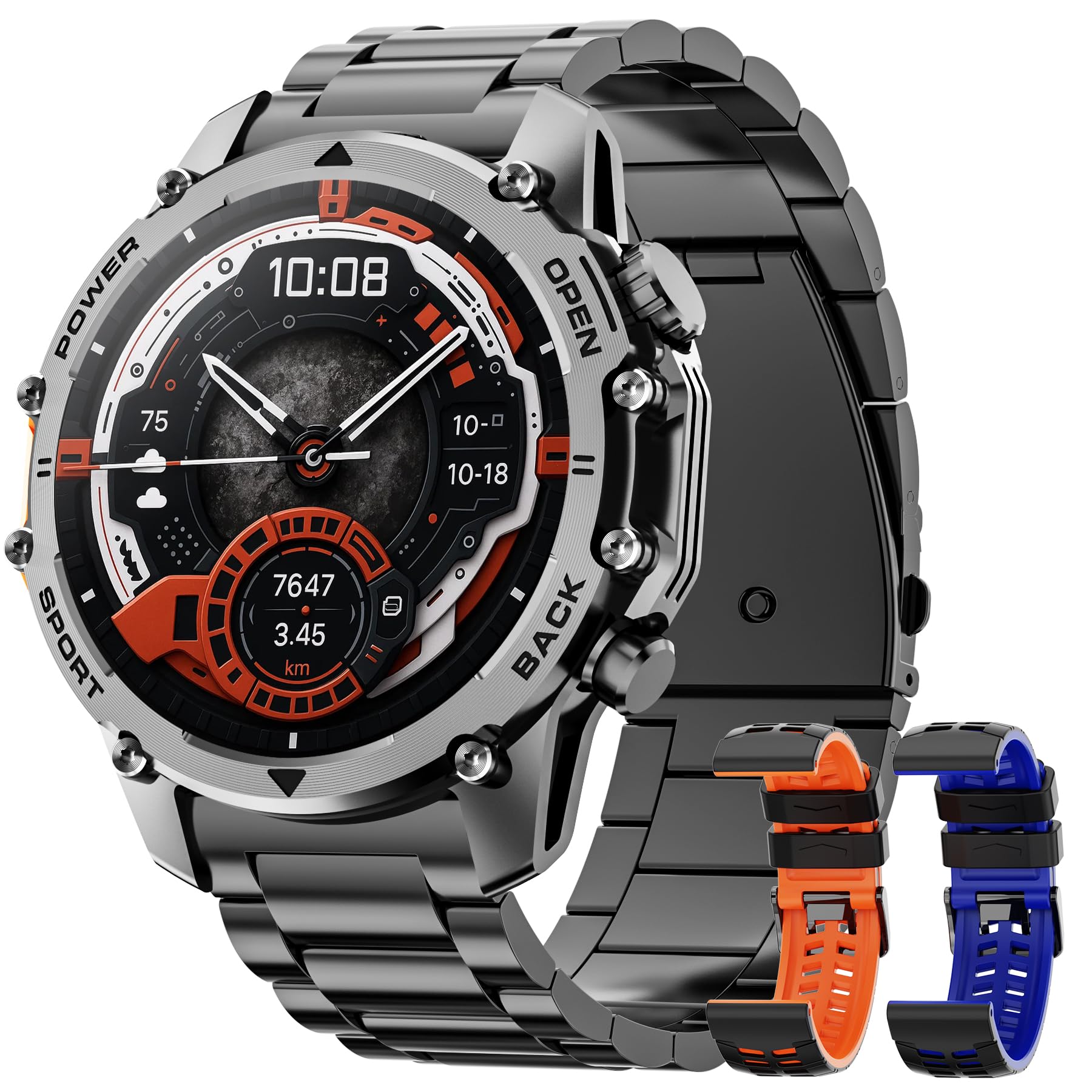 Hwagol Smart Watch Gifts For Dad(Calls/Answer),1.52'' Military Smart Watches For Men For Android Iphone,100+ Sport Modes/Heart R