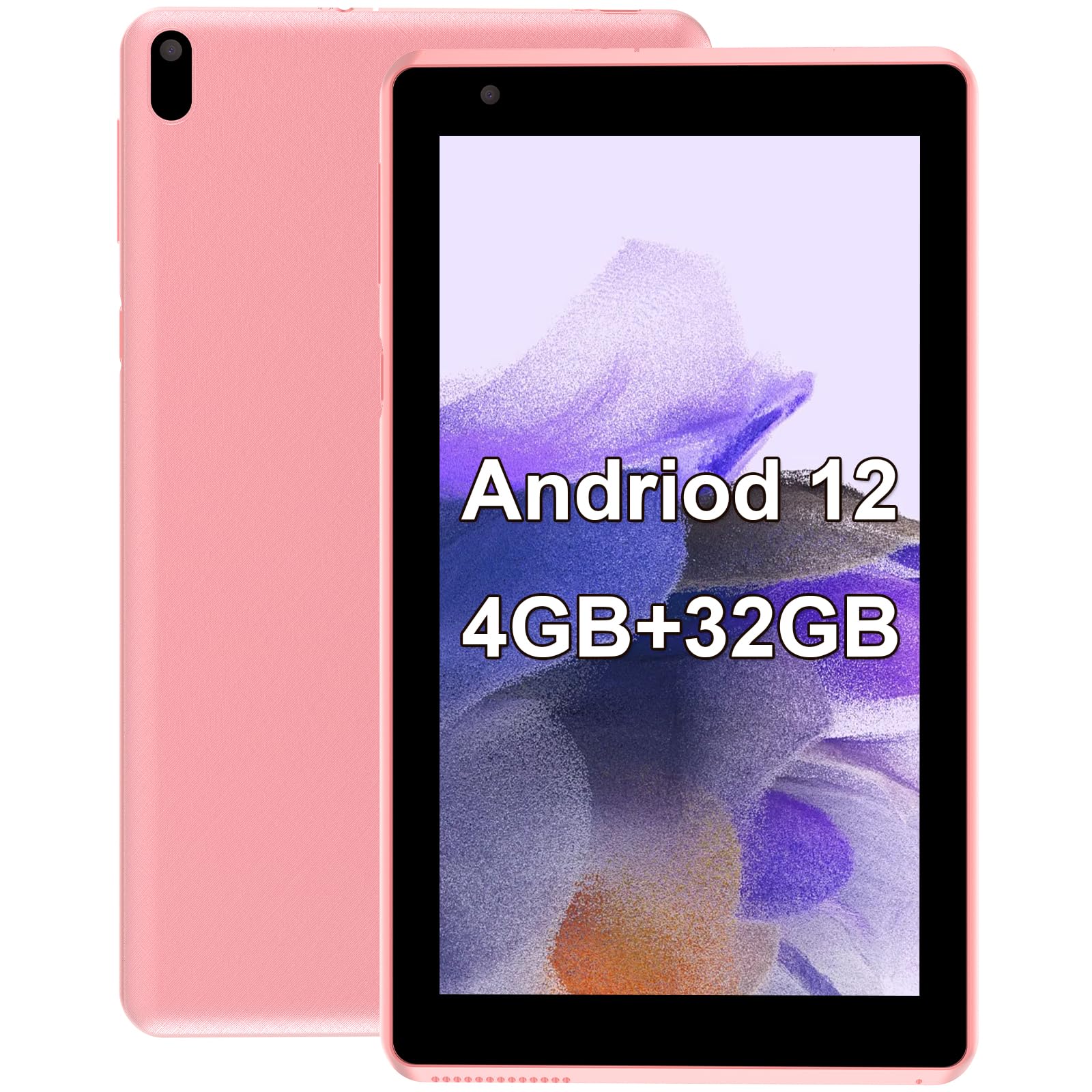 Byandby Tablet 7 Inch Android 12.0 Tablet, 4Gb+32Gb Rom (1Tb Expand), Quad Core, Wifi, Gms, Dual Camera, Educational, Games(Pink