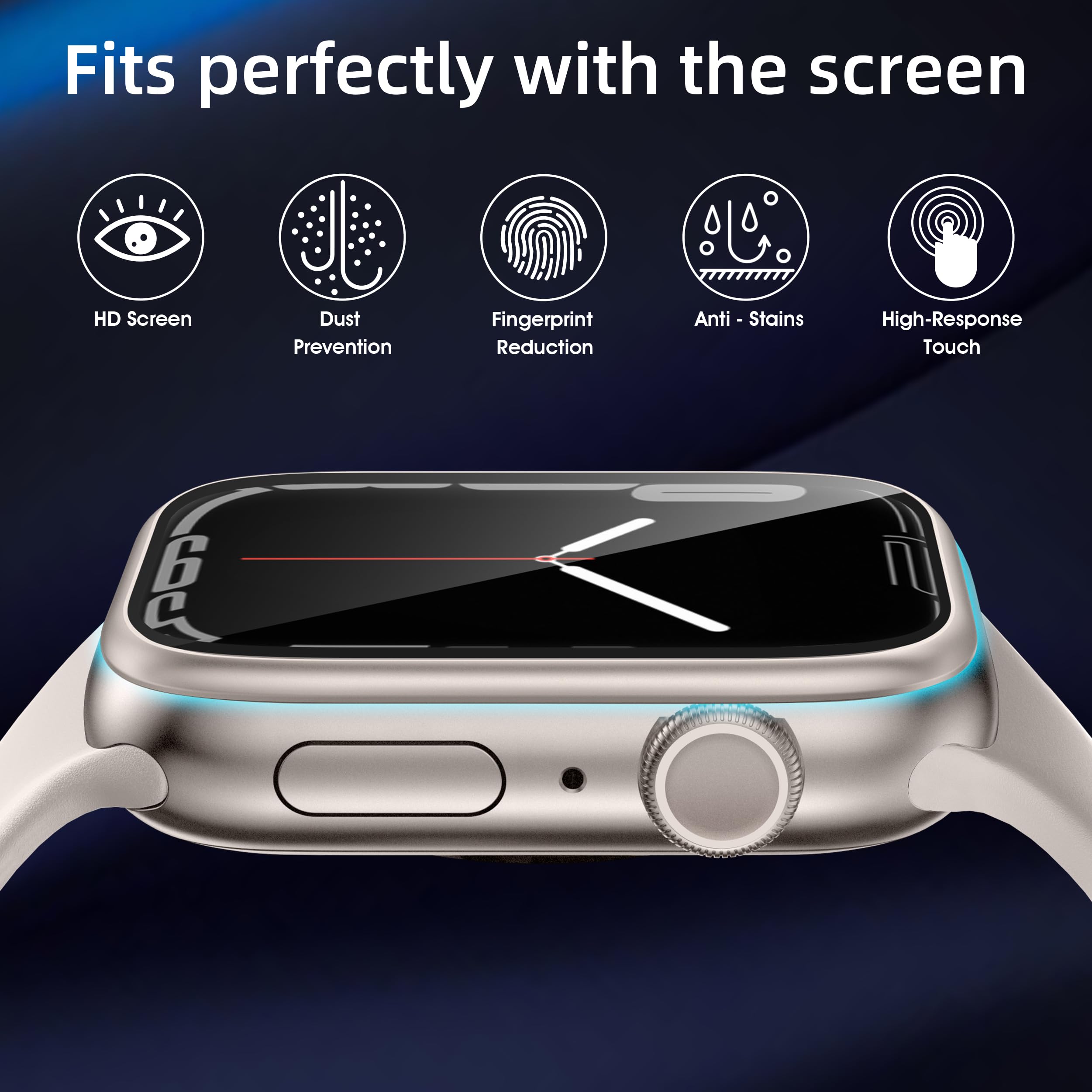 Swuu 2 Pack Tempered Glass Screen Protector With Metal Frame Compatible With Apple Watch Series 9 8 7 41Mm Screen Protector, Wat