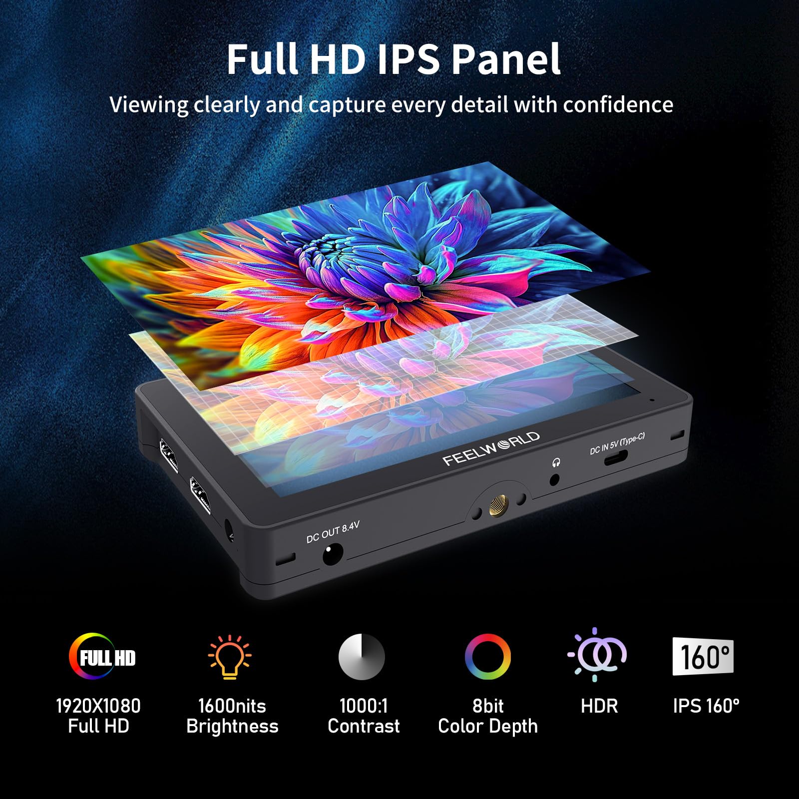 Feelworld F5 Pro X 5.5 Inch 1600Nits Daylight Visible Dslr Camera Field 4K Monitor With 3D Lut Hdmi Touchscreen Monitor Video Mo