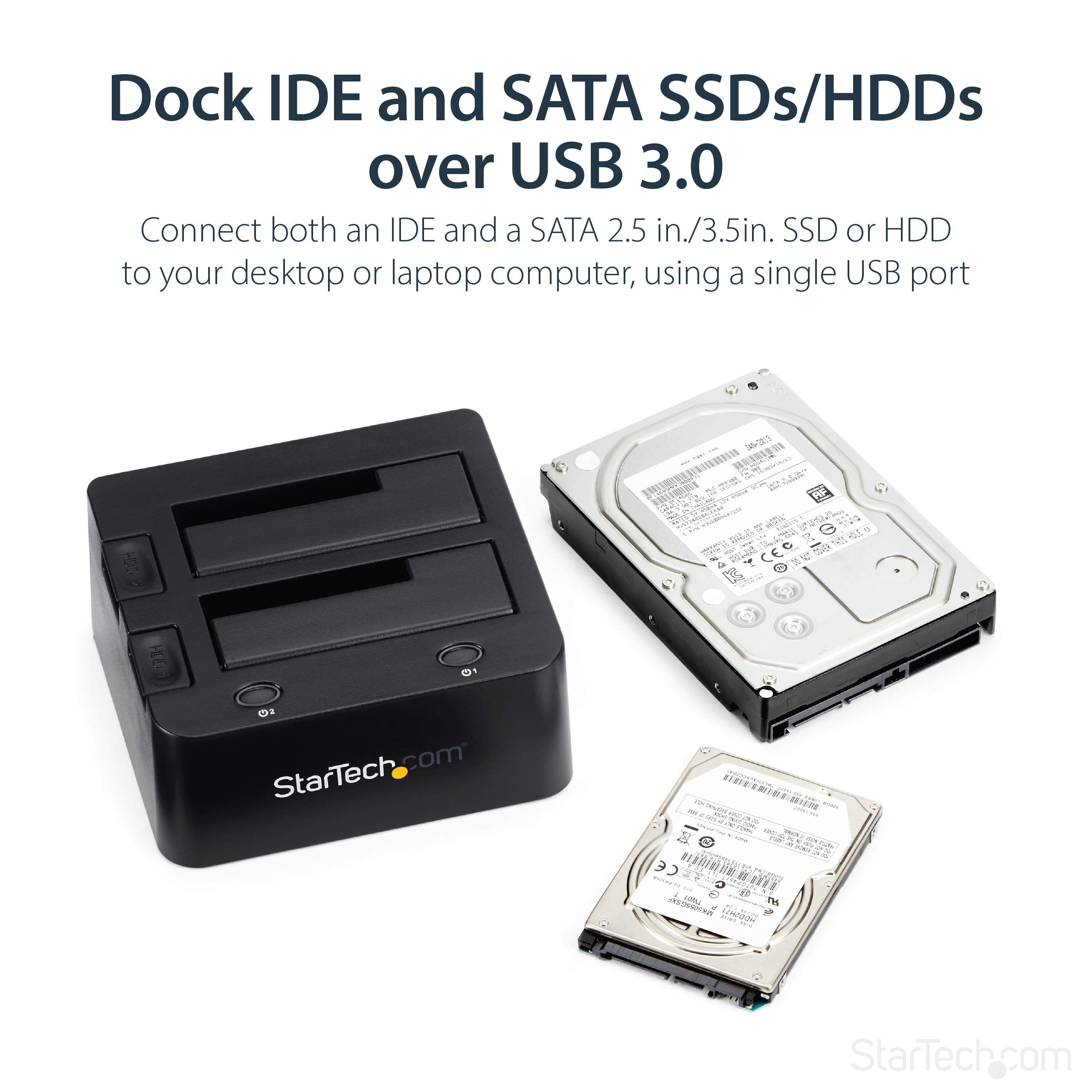 Startech.Com Usb 3.0 To Ide Sata Hard Drive Docking Station For 2.5/3.5'' Hard Drive   Superspeed Hard Drive Dock (Unidock3U)