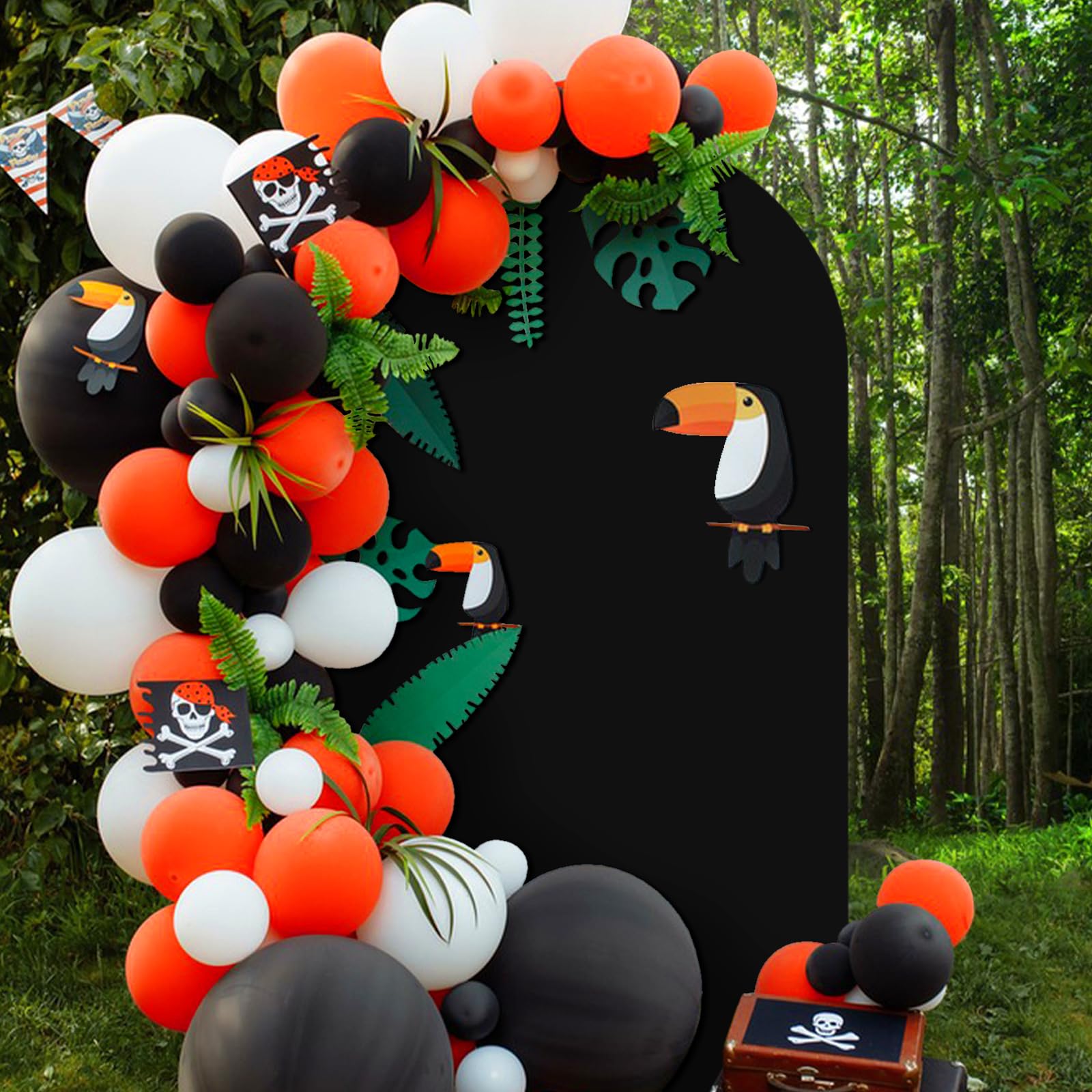 Babenest 5Ft Black Wedding Arch Cover, Spandex Fitted Arch Backdrop Cover For Photography, Round Top Chiara Stand Cover For Part