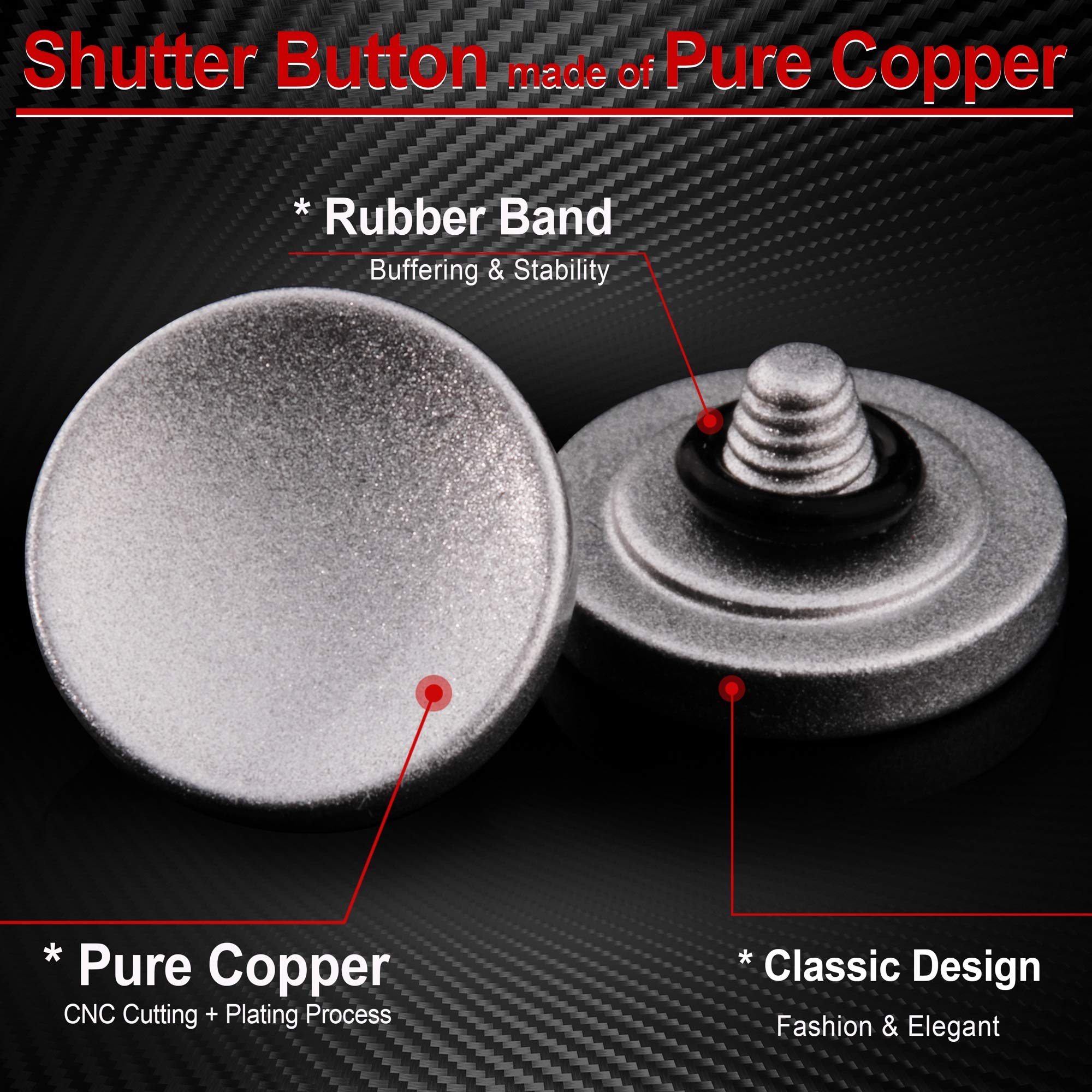 Soft Shutter Release Button (2 Pack/Silver) High End Concave Camera Shutter Button