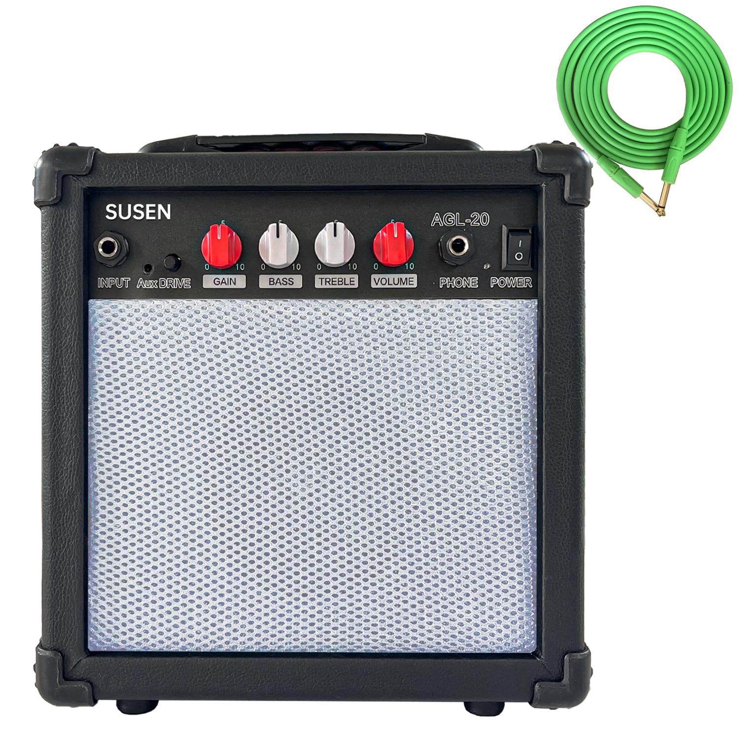 Electric Guitar Amplifier 20 Watt Amp Portable Amp with Headphone Input Gain Powe Including Professional Noise Reduction Cable (