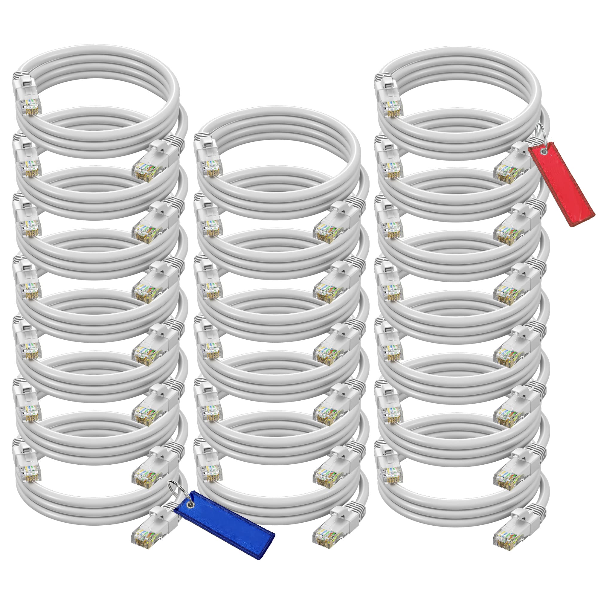 Maximm Cat 6 Ethernet Cable 1.5 Ft (20 Pack)   High Speed Lan Cable, Internet Cable, Patch Cable, And Network Cable   Utp, 10Gbps, 550Mhz Ethernet Cord   White