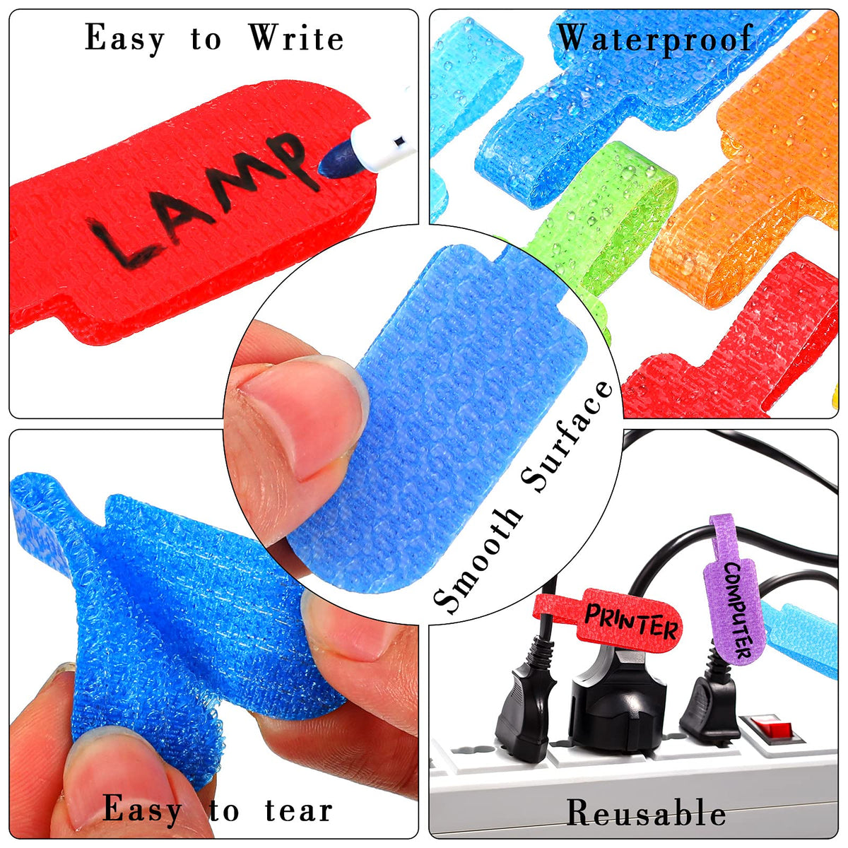 50 Pieces Cable Labels Multi Color Cord Labels Wire Labels, Cable Tags ...
