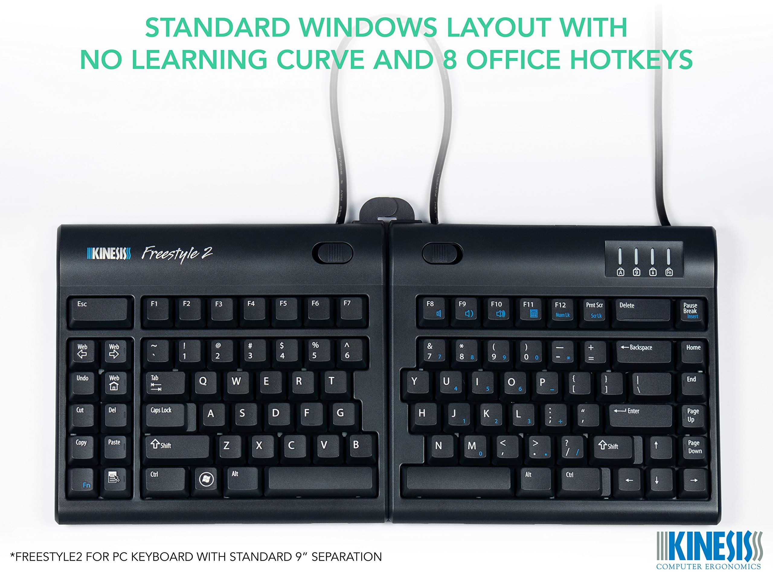 Kinesis Bluetooth Freestyle2 Ergonomic Keyboard For Pc (20'' Extended Separation)