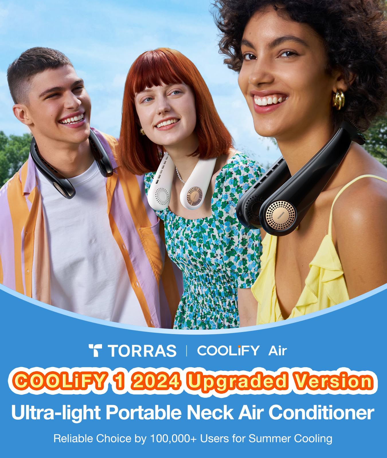 Torras [Coolify Air2024 Upgrade Neck Air Conditioner, Ultra-Light Portable Neck Fan Rechargeable, Personal Cooling Device Neck F