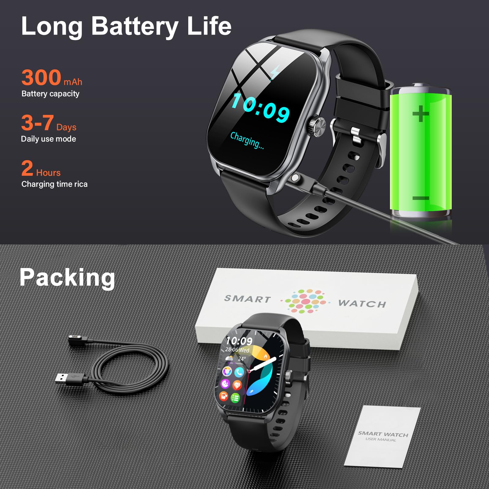 Haulvean Curve Smart Watch For Men(Answer/Make Call), 2.01 '' Smartwatch With Heart Rate/Sleep Monitor, Fitness Tracker With 120