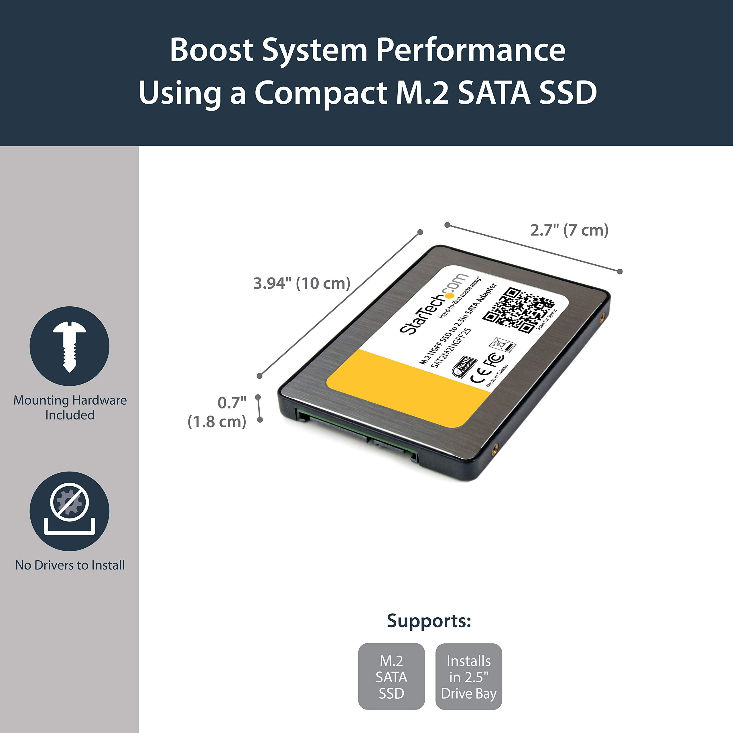 Startech.Com M.2 (Ngff) Ssd To 2.5In Sata Iii Adapter   Up To 6 Gbps   M.2 Ssd Converter To Sata With Protective Housing (Sat2M2