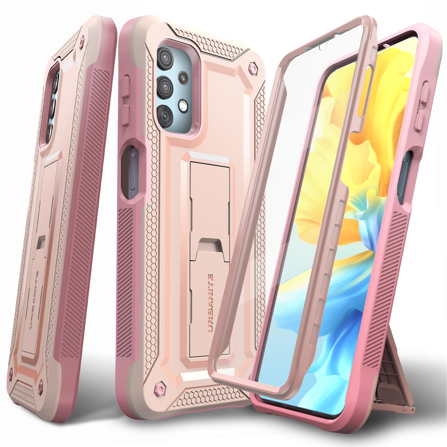 B Labs Compatible With Samsung Galaxy A32 5G Case   Ultimate Drop Protection With Built In Screen Protector And Kickstand (Pink)