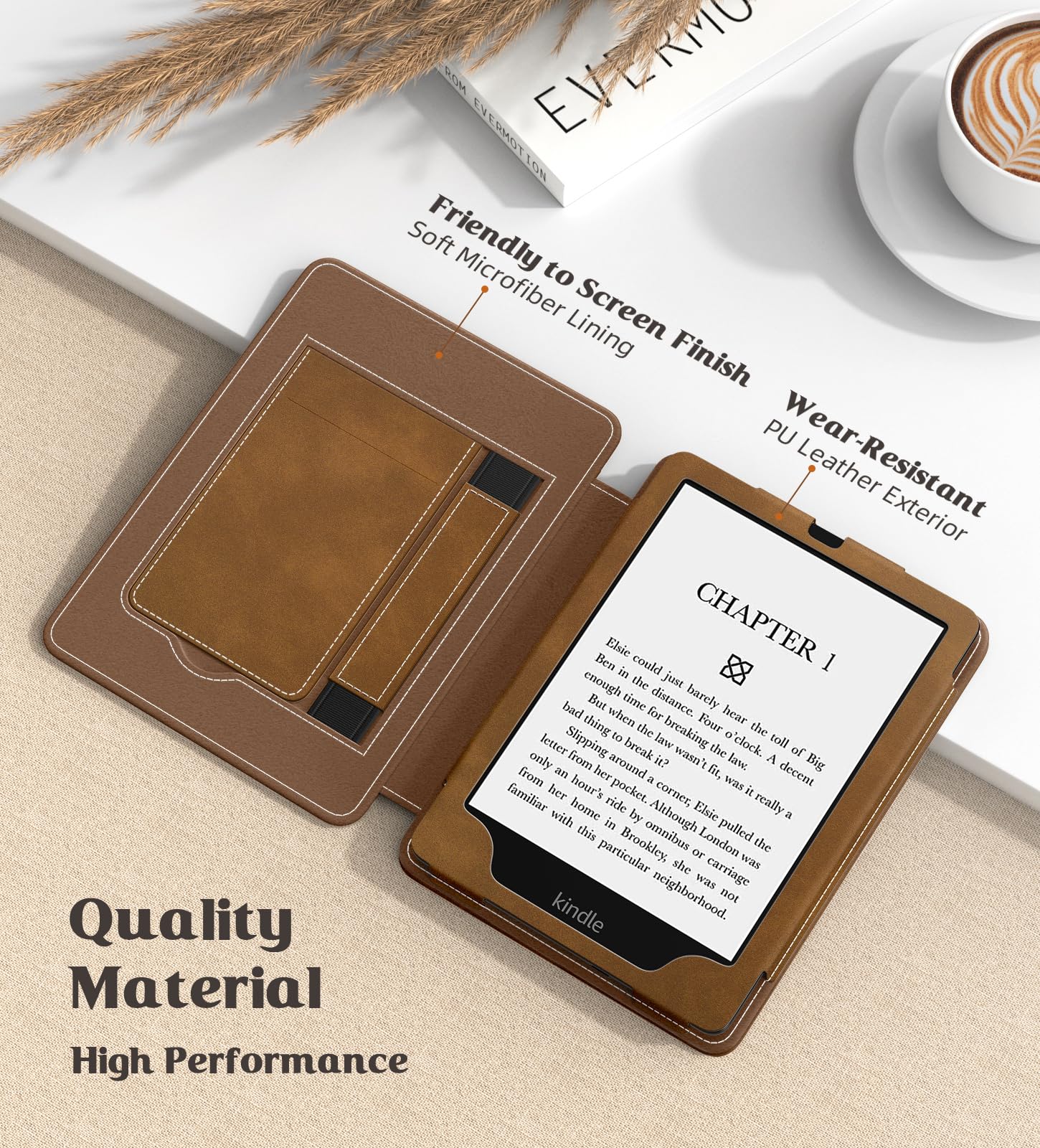 MoKo Case for 7'/6.8' Kindle Paperwhite(12th/11th Generation 2024/2021) and Kindle Colorsoft Signature Edition, Slim PU Shell Cover Case with Auto Wake/Sleep for Kindle Paperwhite 2024, Brown