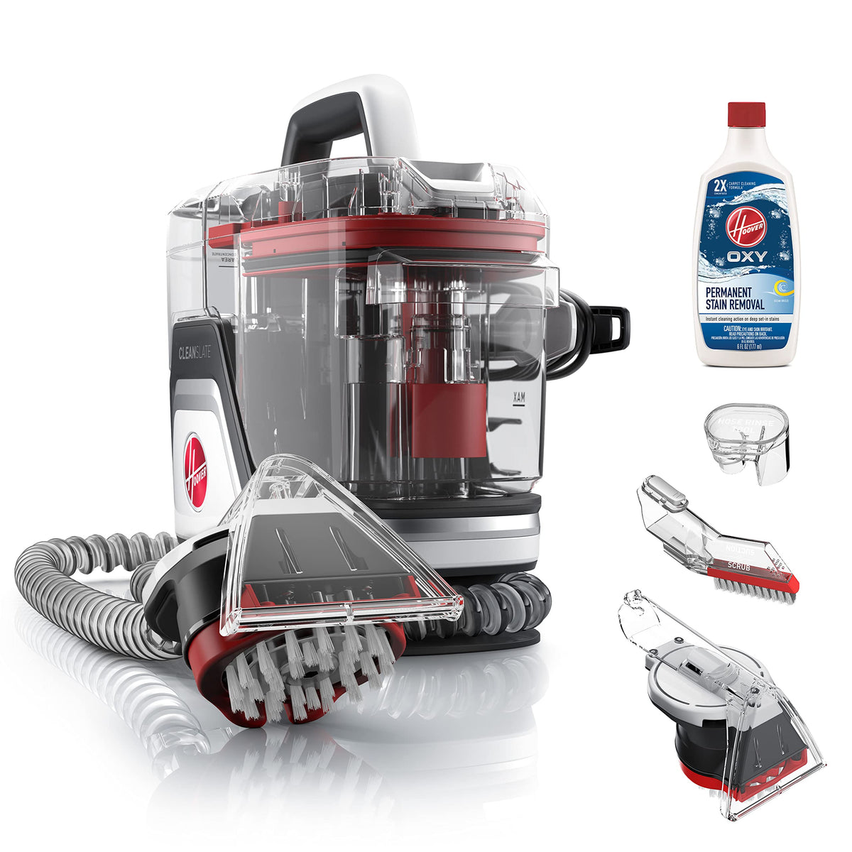 Hoover Cleanslate Plus Carpet & Upholstery Spot Cleaner, Stain Remover, Portable, With Spin Scrub Tool, Fh14052, White