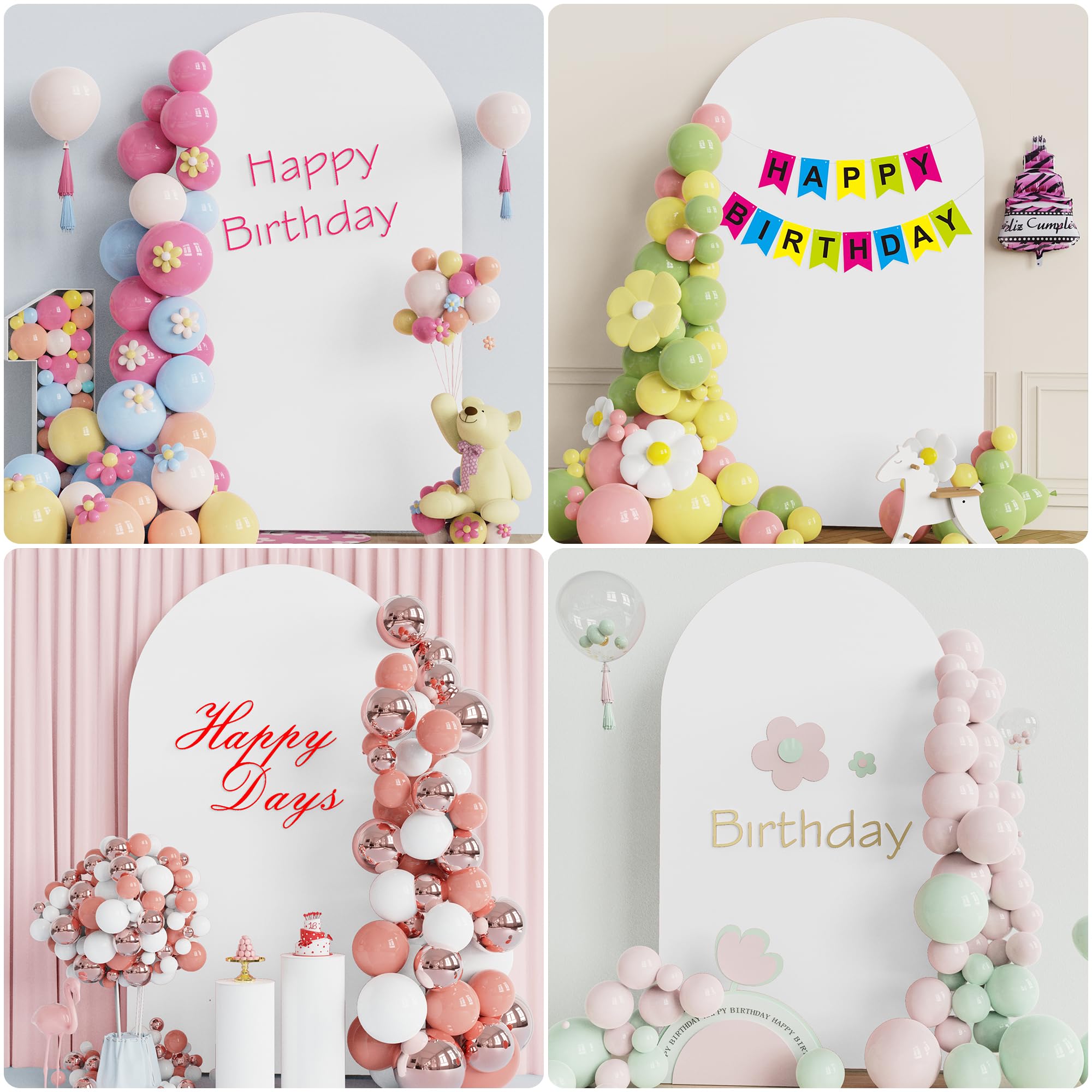 Wokceer Wedding Arch Cover 8Ft Spandex Fitted Wedding Arch Stand Covers Round Top Chiara Arch Backdrop Cover For Birthday Party