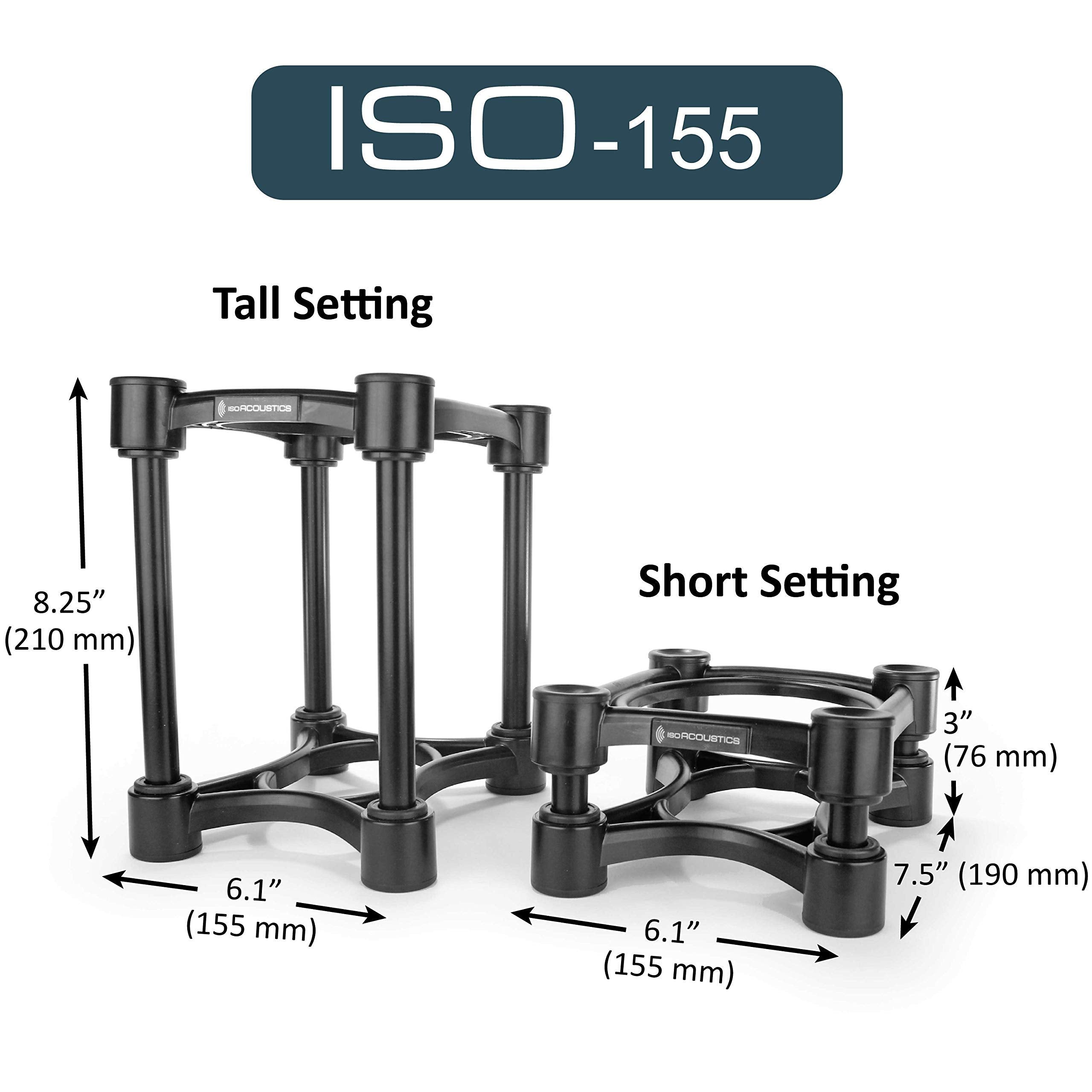Isoacoustics Iso Stand Series Speaker Isolation Stands With Height & Tilt Adjustment: Iso 155 (6.1    X 7.5   ) Pair