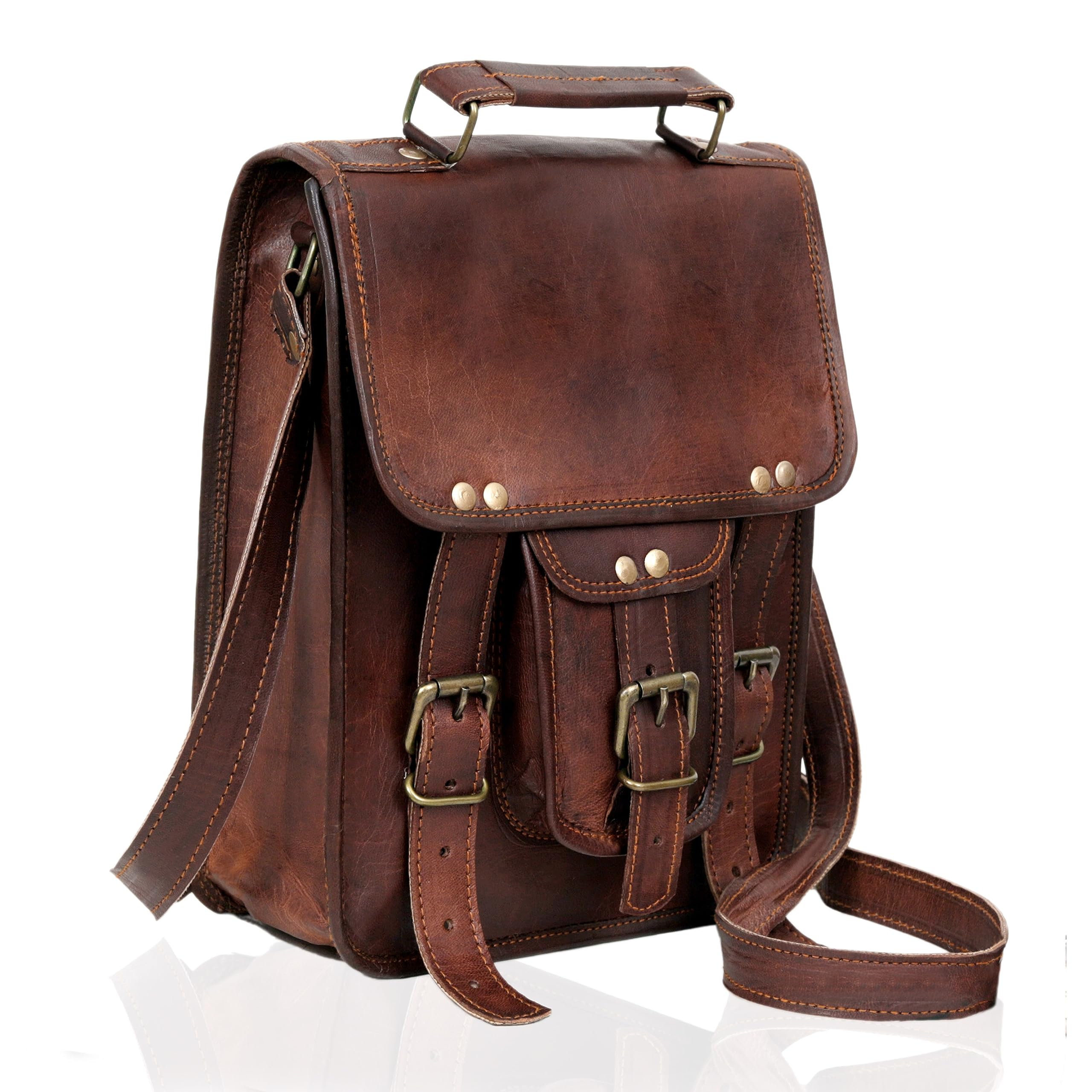 Vintage Genuine Leather iPad/Tablet/tab/Kindle Satchel Cross Body Shoulder Messenger Bag (11 X 9 Inch) (11 inch)