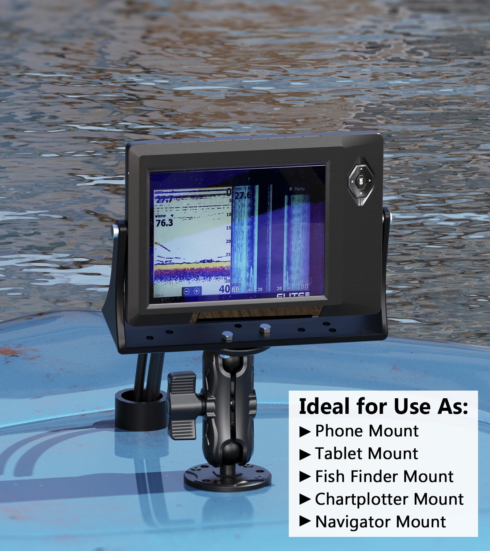 Vazeswin Aluminum Alloy Electronic Device Mount With 1'' Ball Round Plates, 3.5'' Medium Arm Fish Finder Mount Tablet Holder, B