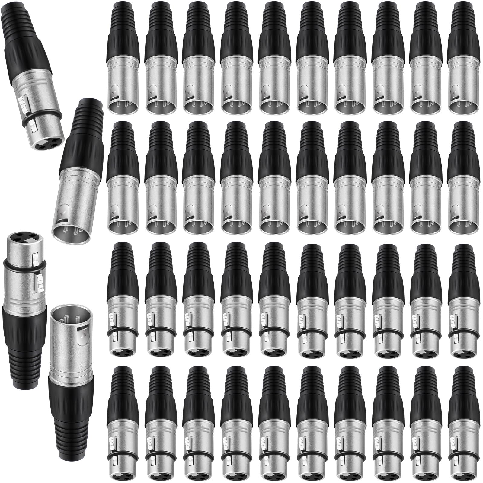 Zhengmy 20 Pcs 3 Pin XLR Solder Type Connector Cable Connector Microphone Audio Socket Accessories Made of Zinc Alloy for Microp