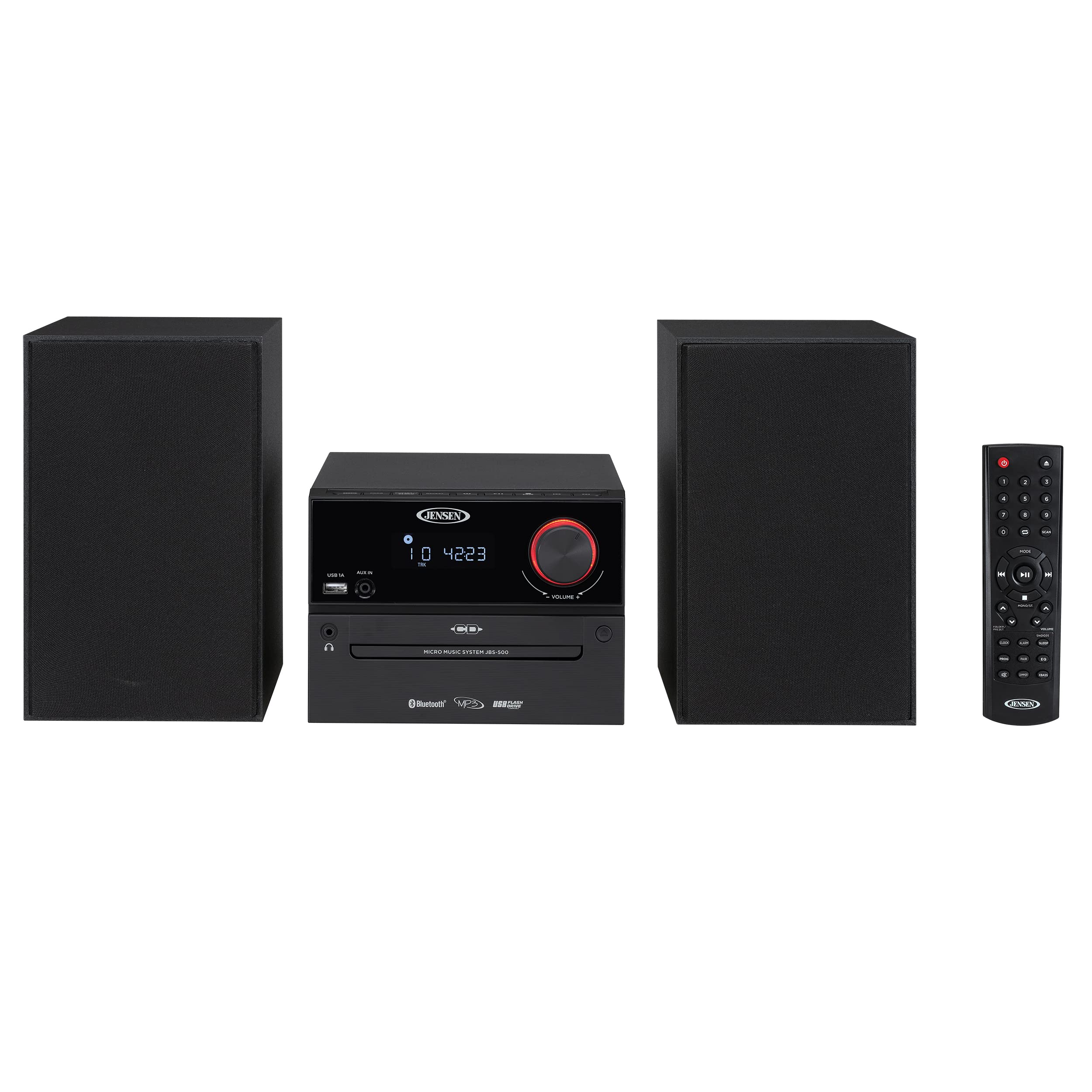 Jensen Professional Jbs 500 Modern Bluetooth Wireless Stereo Music System Home Cd Player, Mp3 Usb, Audio In, Headphone Jack, Fm