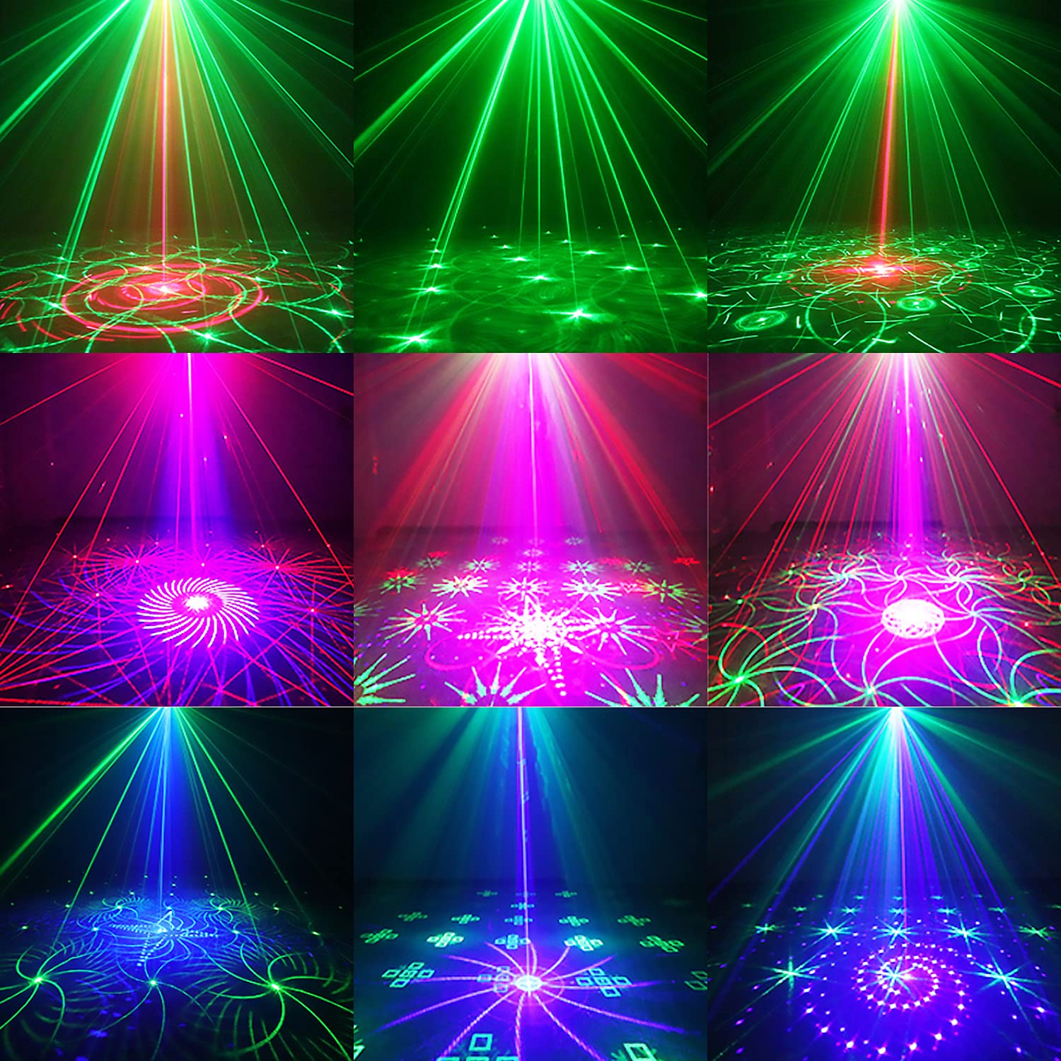 Amki Dj Disco Lights, 15 Eyes Rgb Party Lights Stage Light By Dmx512 Control, Sound Activated Led Pattern Strobe Lights For Part