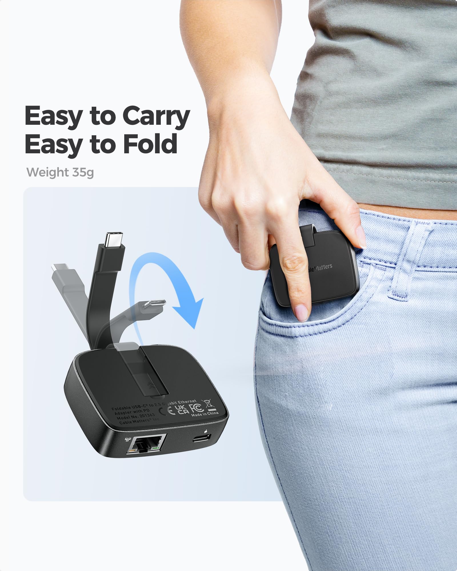 Cable Matters Usb C To 2.5 Gigabit Ethernet Adapter With 100W Charging (2.5G Ethernet To Usb C Adapter)  Compatible With Thunder