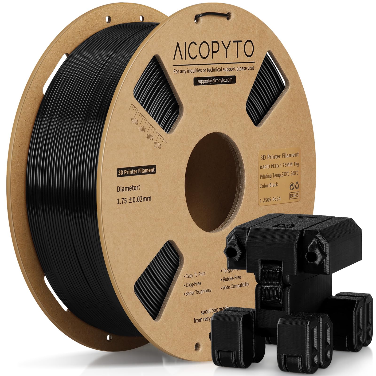 AICOPYTO Silk PLA 3D Printer Filament Bundle, Shiny Dual Color Filament 1.75mm Pack, Multi Color Change 3D Printing Filament for