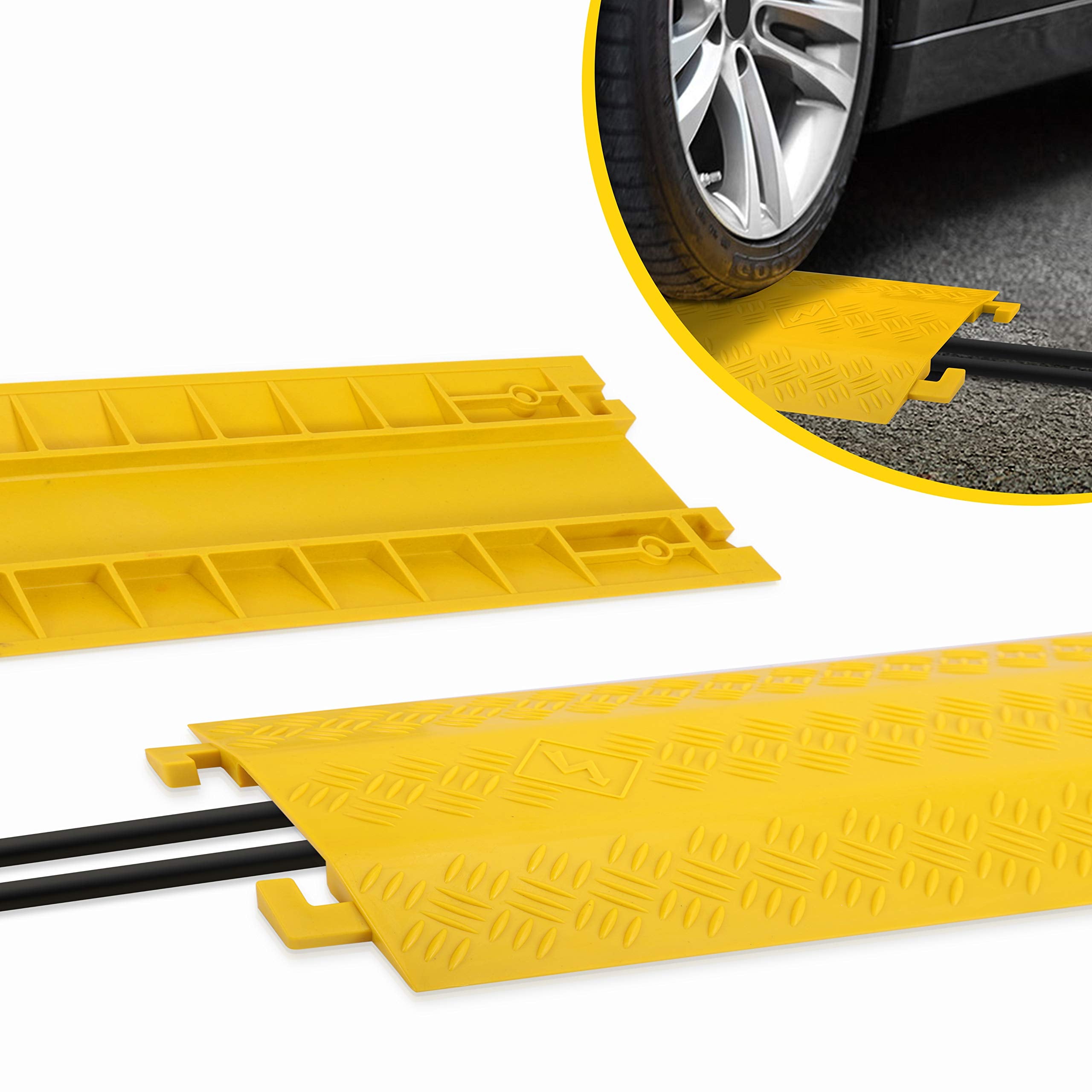 Pyle Durable Cable Ramp Protective Cover   2,000 Lbs Max Heavy Duty Drop Over Hose & Cable Track Protector,   Cable Concealer Fo