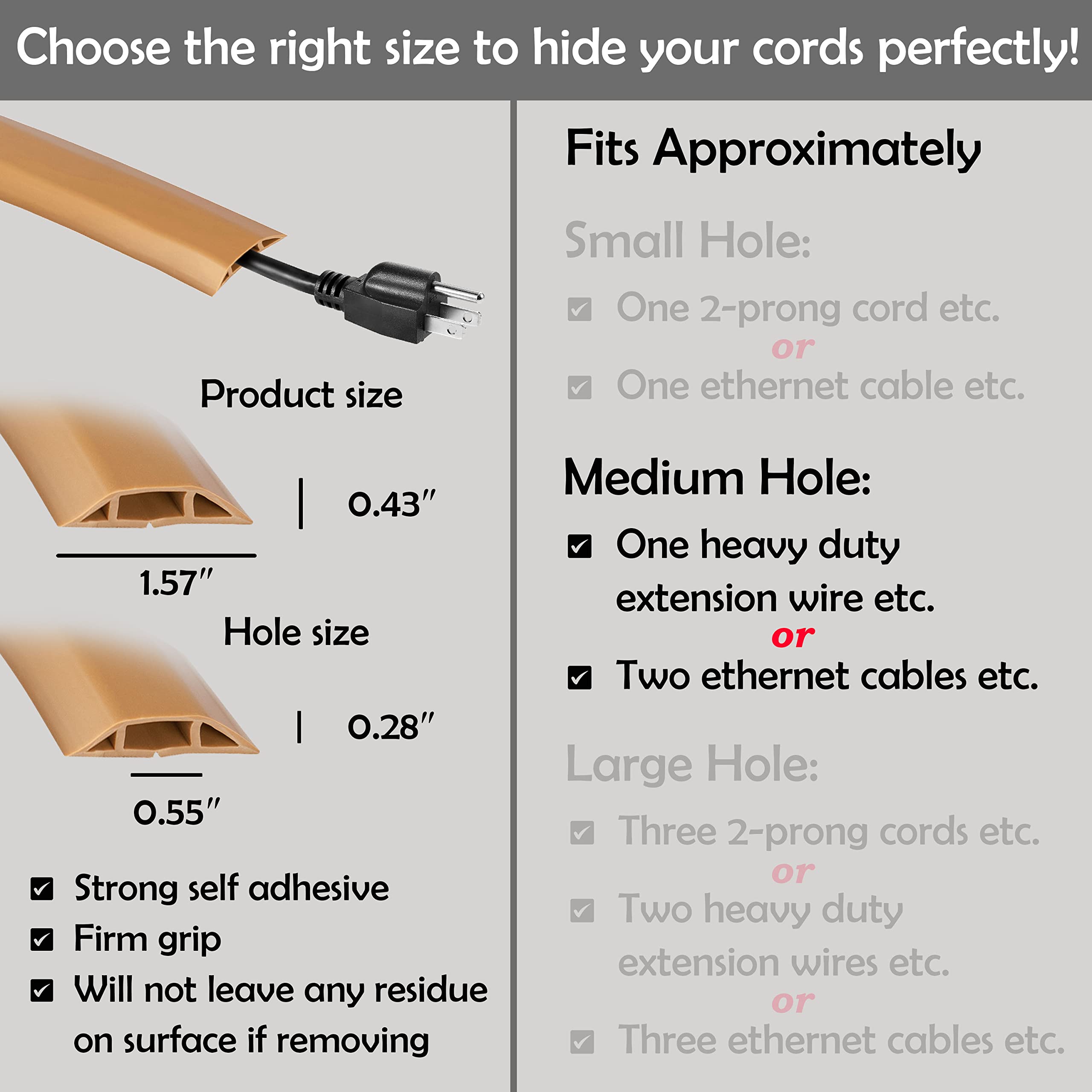 Rubber Bond Tv Cord Hider Cable Protector   Strong Self Adhesive Wall Cord Cover Cable Hider   Low Profile Cable Management Wall