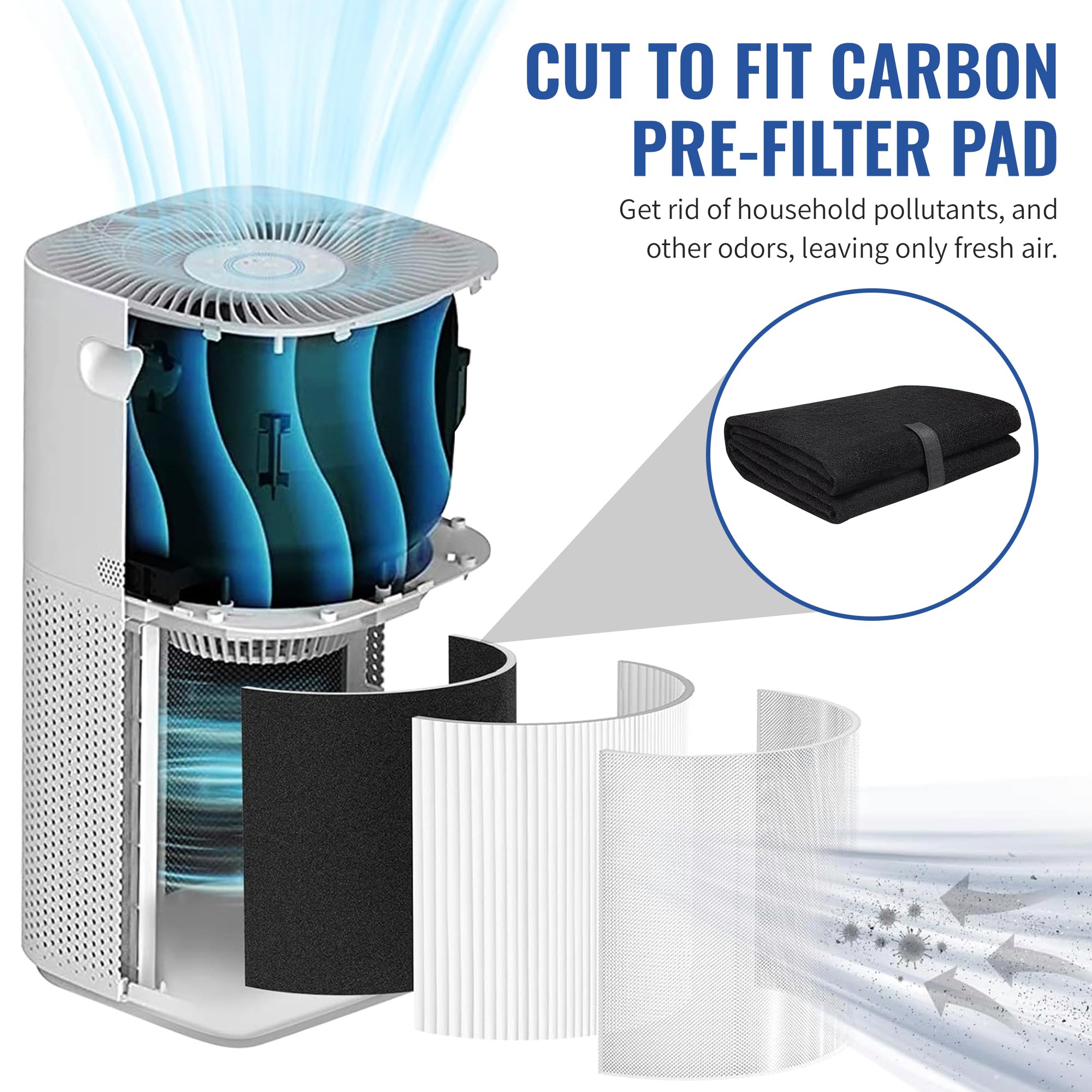 Cfs   Pack Of 1, Universal Cut To Fit Carbon Pre Filter Pad Roll For Air Purifiers, Furnace Filters, & Air Conditioner Filters