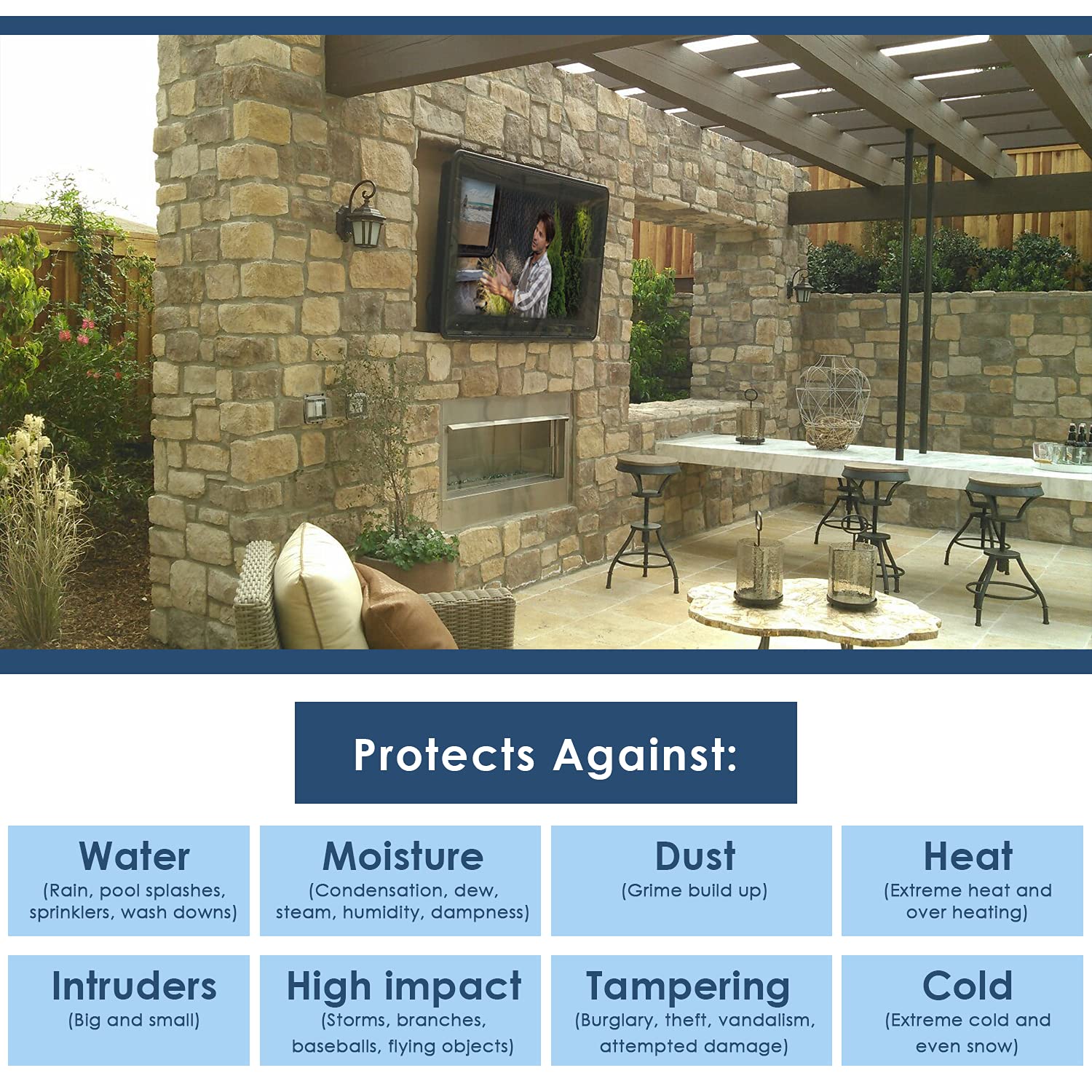 The Tv Shield 44 50' Outdoor Tv Enclosure, Combo Pack (Full Motion Mount And Fan), (2Nd Generation), Fits 44 50' Television