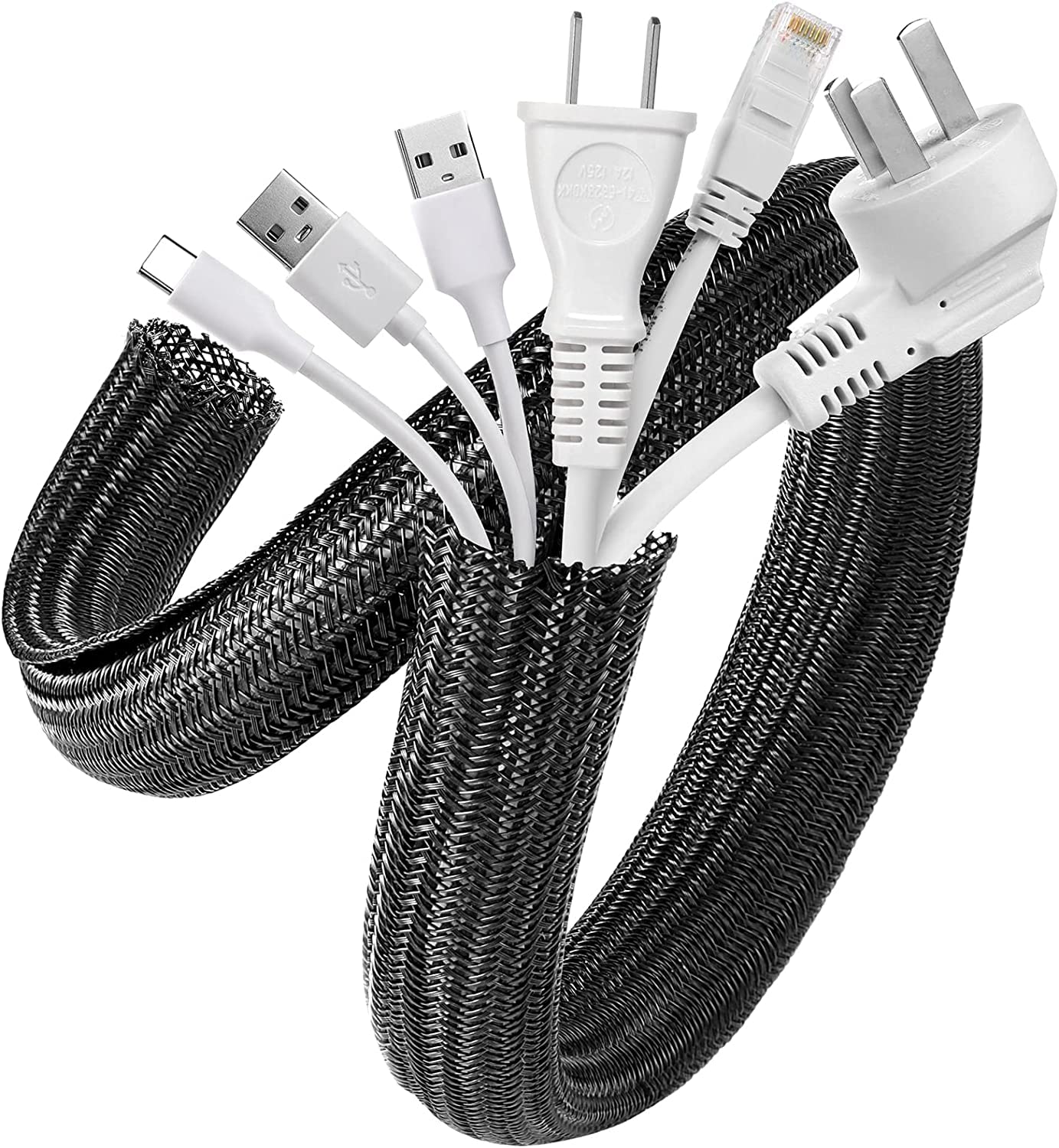 Agptek Cable Sleeve Cover, 6.6Ft   1.2 Inch Cord Management Wire Organizer Under Desk, Home Office Computer Wire Cover Hider Cor