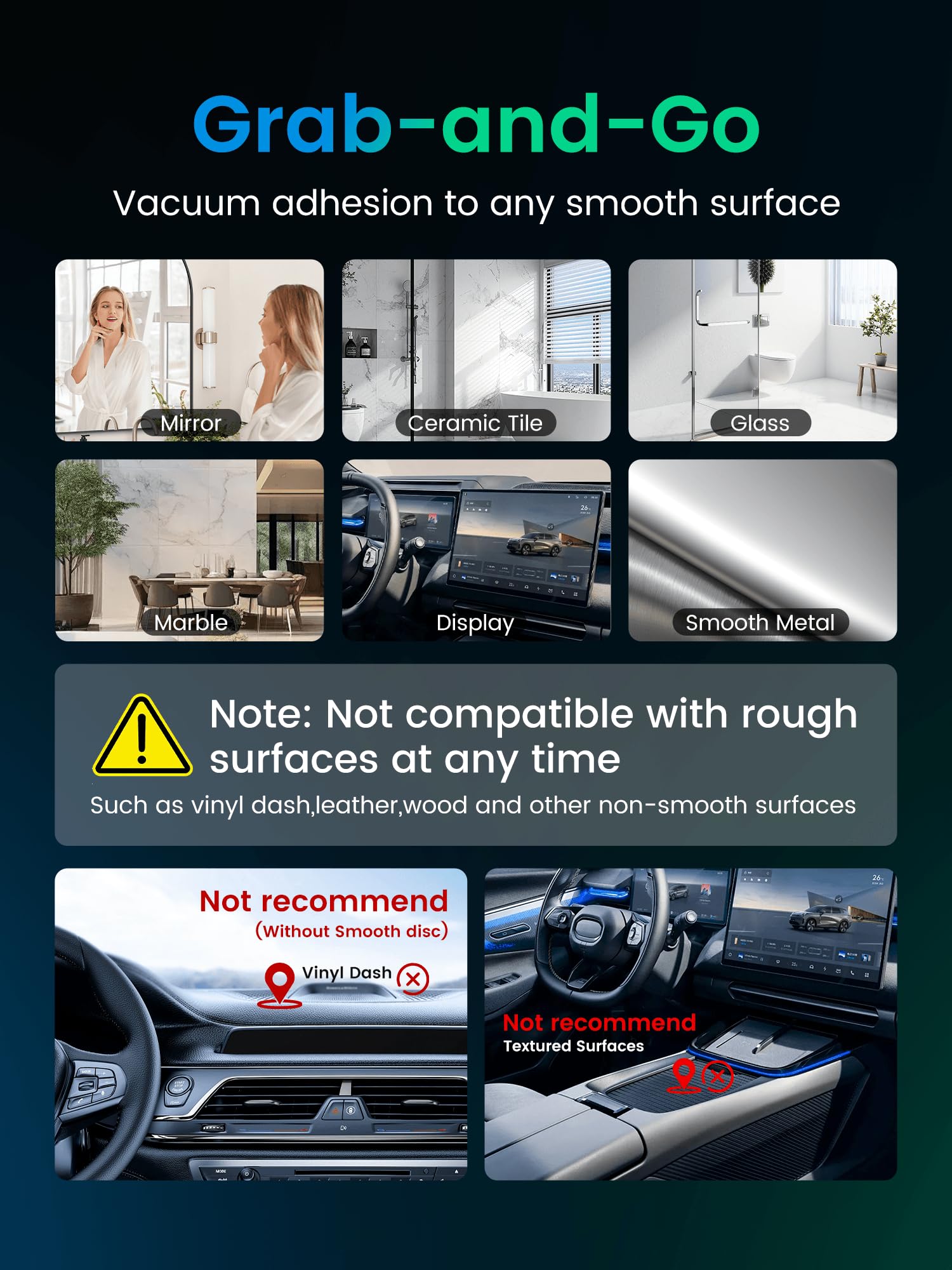 Hohosb Vacuum Magnetic Phone Holder For Magsafe,Foldable Metal Suction Cup Phone Mount,360 Rotatable Phone Mount For All Smartph