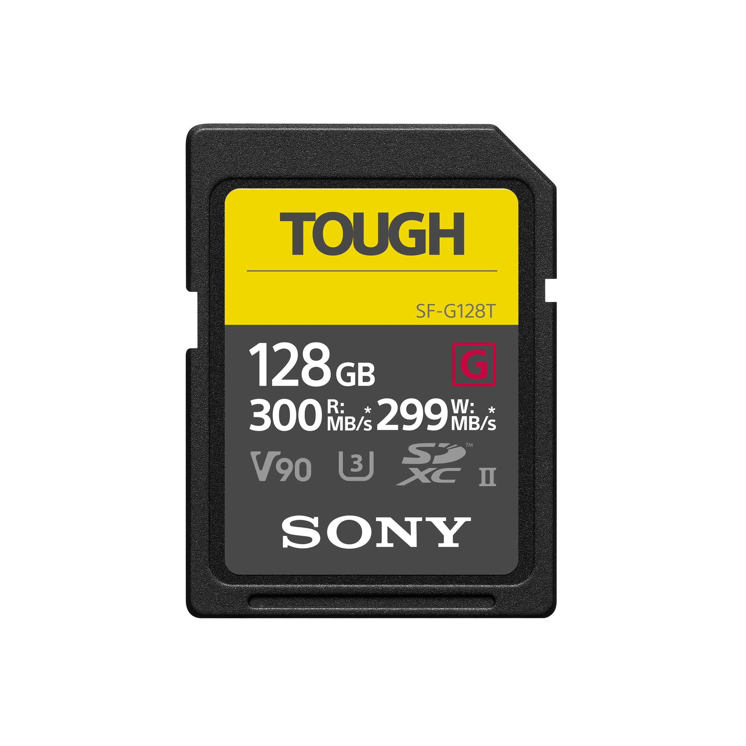 Sony TOUGH G series SDXC UHS II Card 128GB, V90, CL10, U3, Max R300MB/S, W299MB/S (SF G128T/T1)