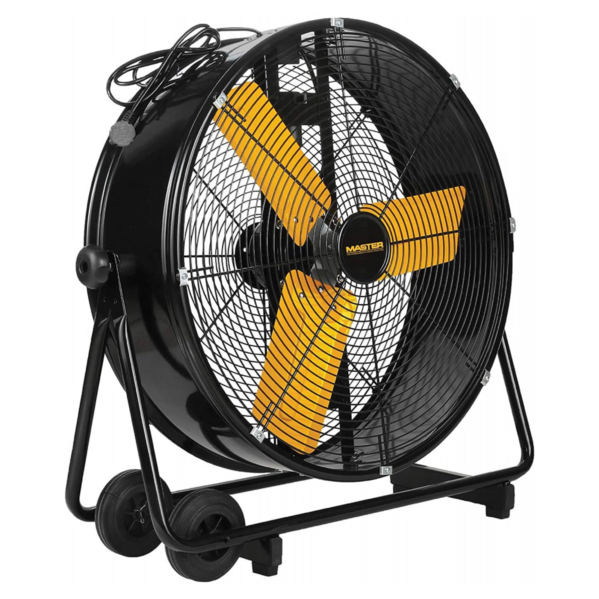 Master 24 Inch Industrial High Velocity Barrel Fan - Direct Drive, All-Metal Construction with Steel-Coated Safety Grill, 2 Spee