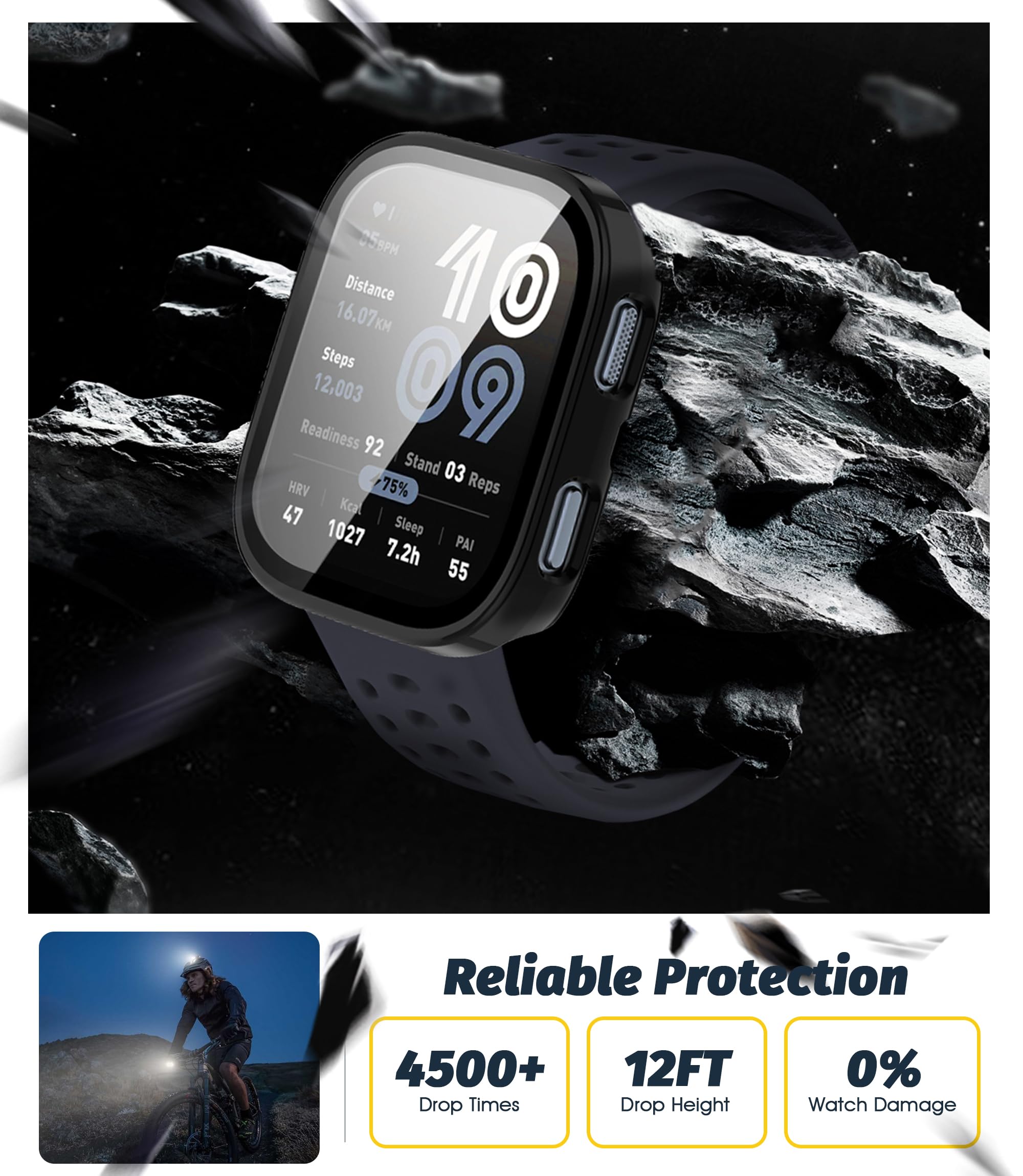 (1 Pack) Orzero Watch Case Compatible For Amazfit Bip 6, Protective Pc Frame Face Cover Built-In Tempered Glass Screen Protector