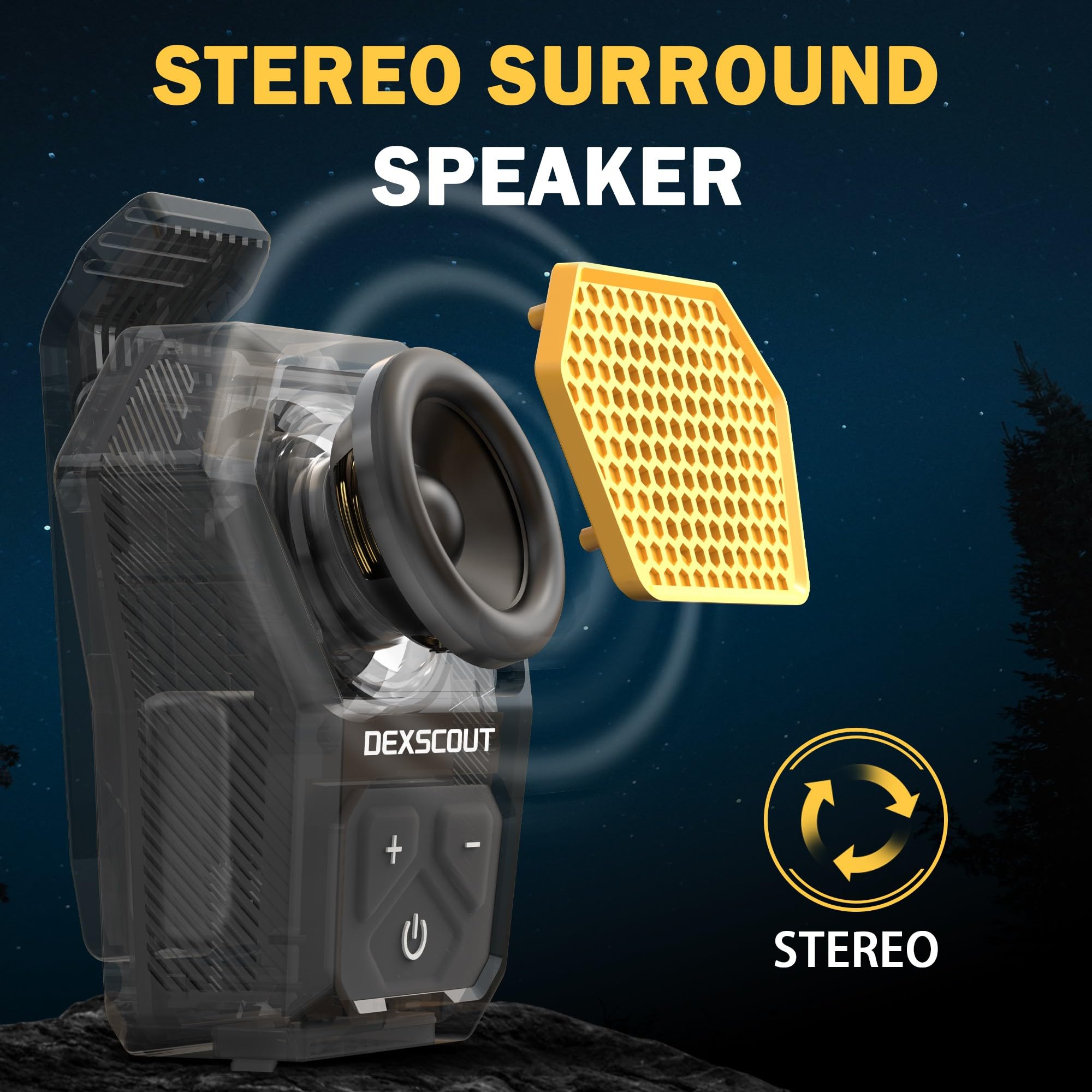 Dexscout Wearable Bluetooth Speaker,Clip On Wireless Portable Mini Water Resistant Speaker,Built In Mics For Hands Free Music An