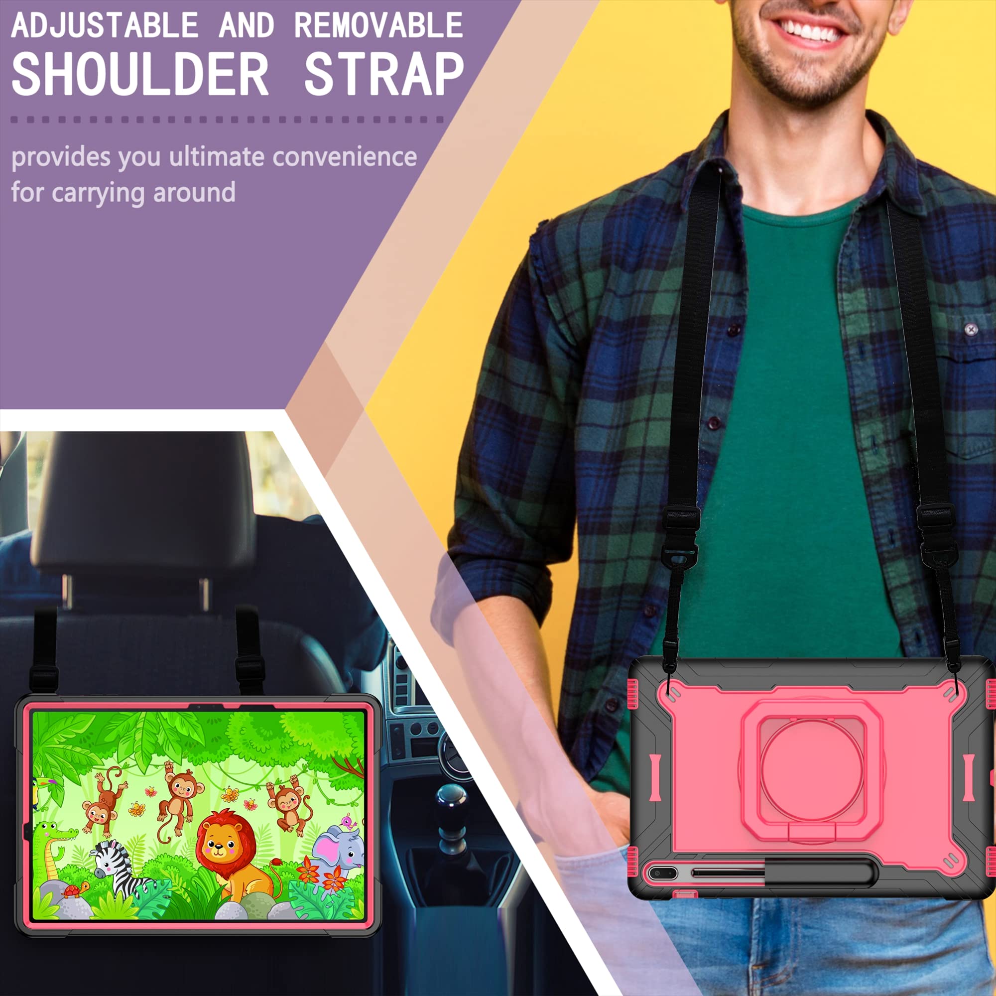 Uucovers Stand Case For Samsung Galaxy Tab S8 Plus 2022/Tab S7 Fe 5G 2021/Tab S7 Plus 2020 12.4 Inch 360 Degree Rotating Kicksta