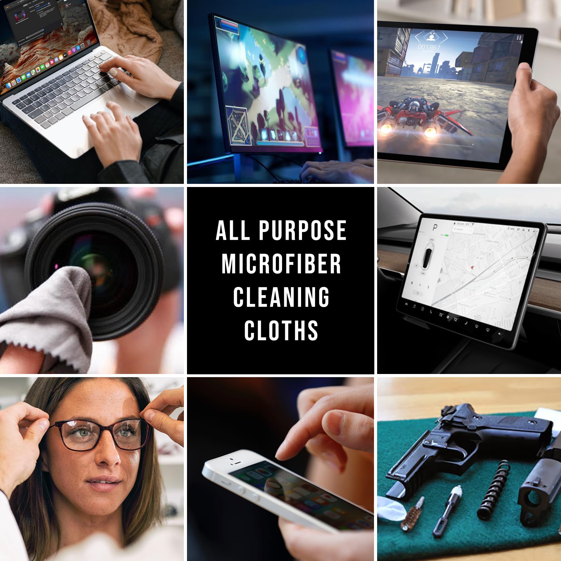 Junro 3 Pack 16X16 Inch Extra Large Microfiber Cleaning Cloths For Laptop, Lcd Tv, Computer Screen, Monitor, Tablet, Camera Lens